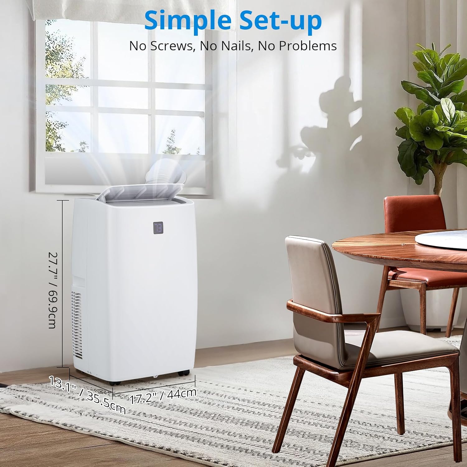 Powerful 12,000 BTU Portable Air Conditioners, Cools Up to 550 Sq.Ft, 3-IN-1 Quiet Portable AC Unit with Remote Control & Installation Kits for Large Room, Smart/Sleep Mode, Auto Swing & 24-Hour Timer