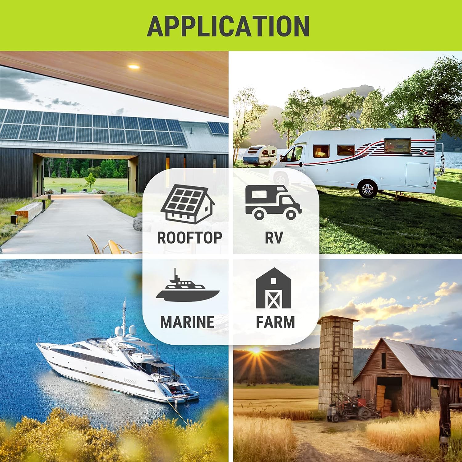 Newpowa 10BB Cell 200W Monocrystalline 200 Watt 12V Solar Panel High Efficiency Mono Module RV Marine Boat Off Grid (200W New)