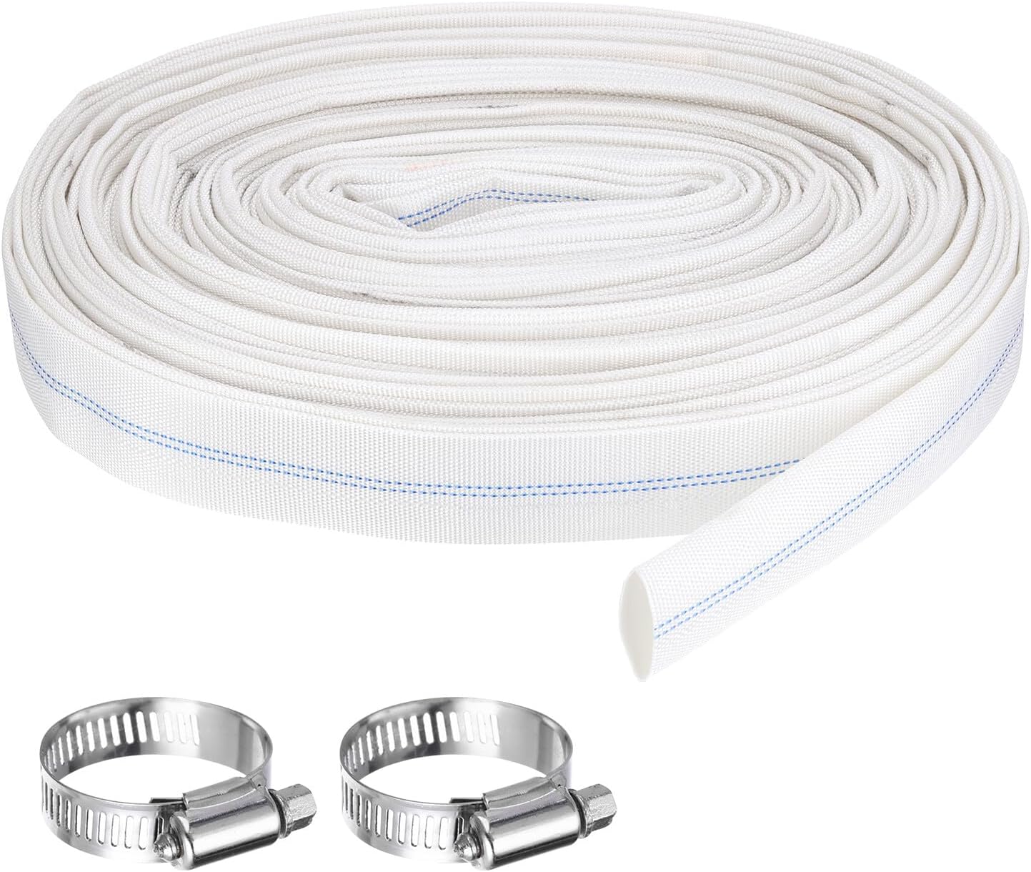 Pool Backwash Hose,1.2 Inch x 30ft Drain Discharge Pump Hoses,2pcs Clamps,White YESSC708