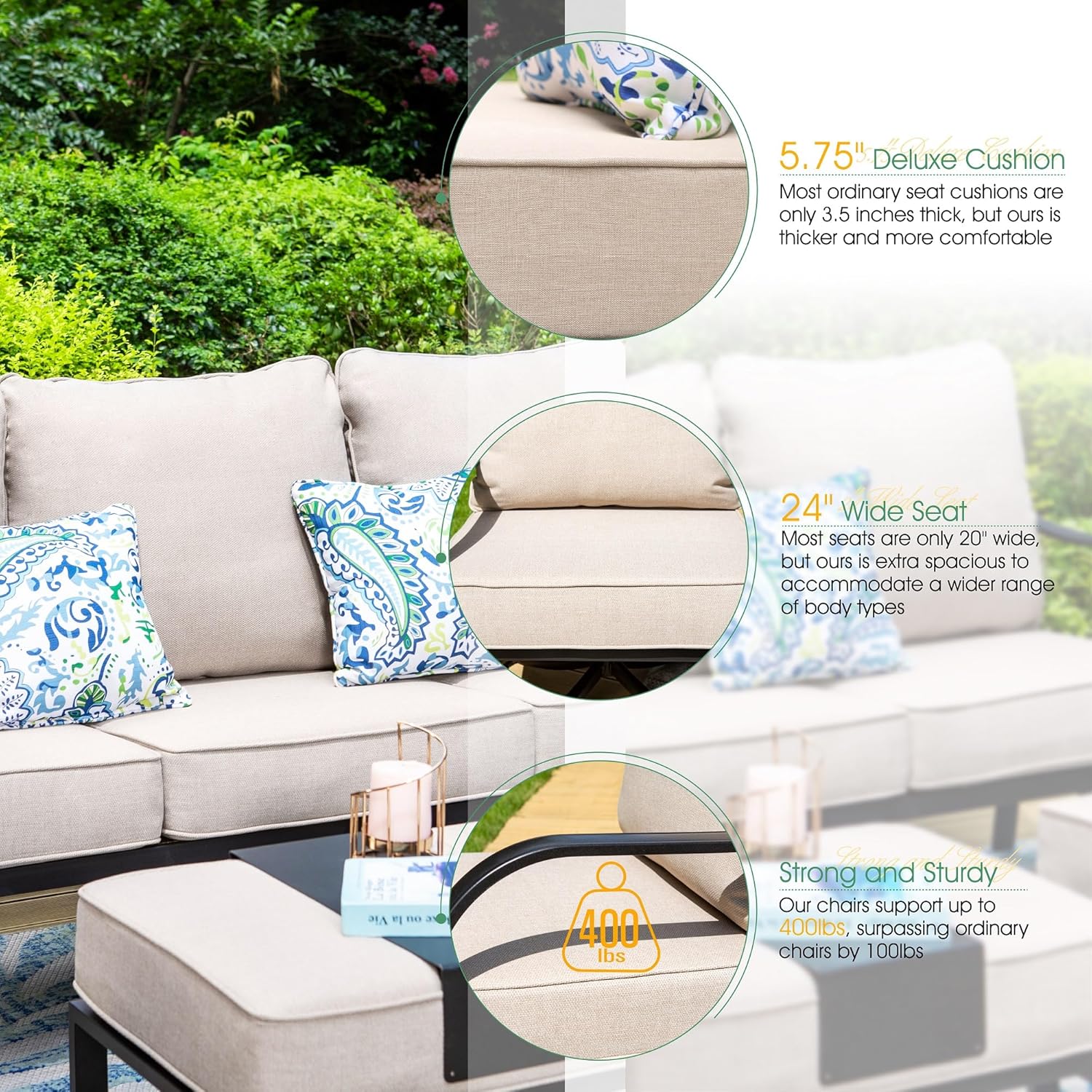 Sophia & William Patio Furniture Sets 5 Pcs with 28