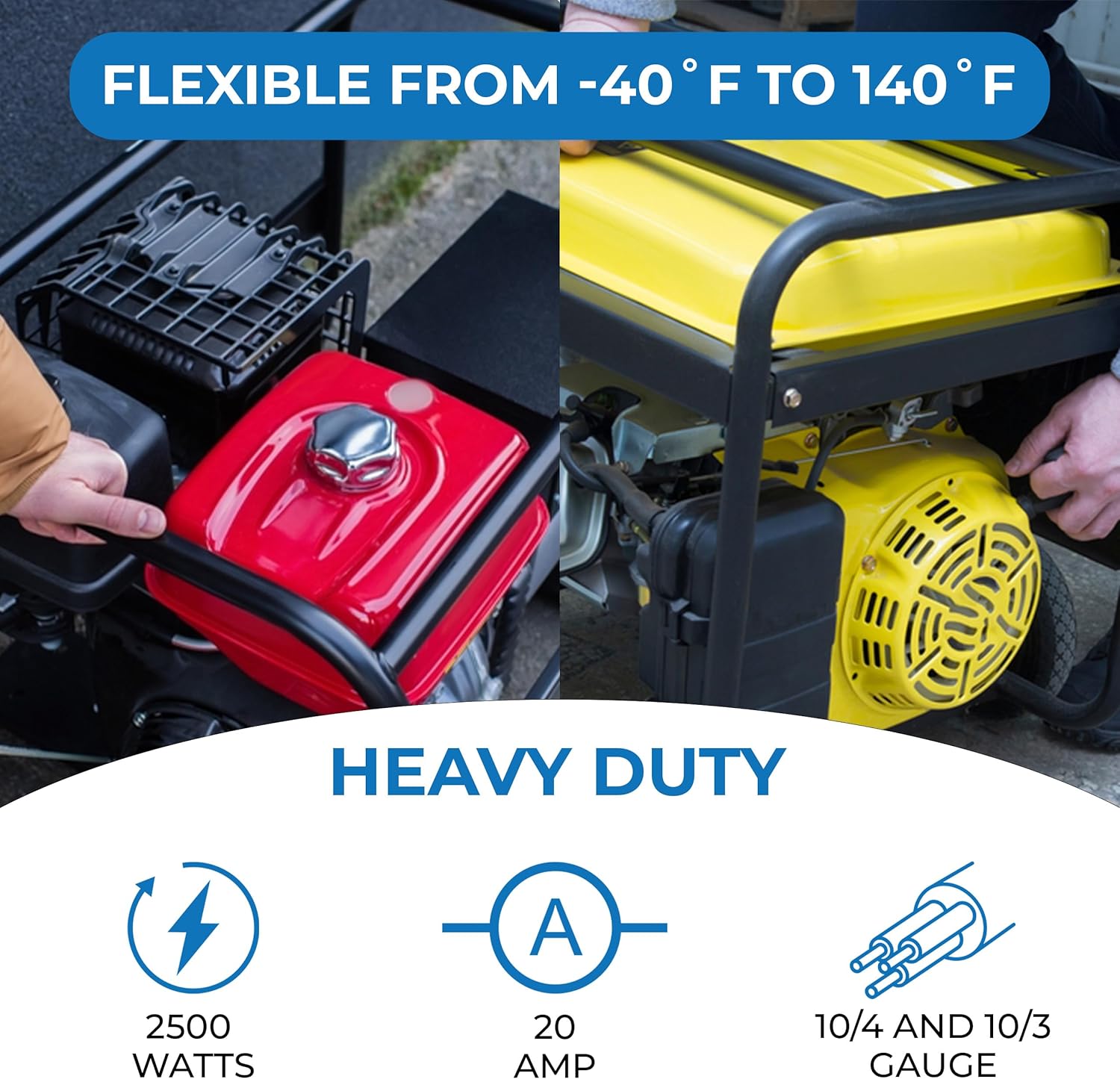 OHLECTRIC 2 Feet Yellow Extension Cords with Lighted End – Lighted Generator W Adopters with E-Zee Lock Connectors - Converts Single L14-30 Plug into Three 5-20 receptacles