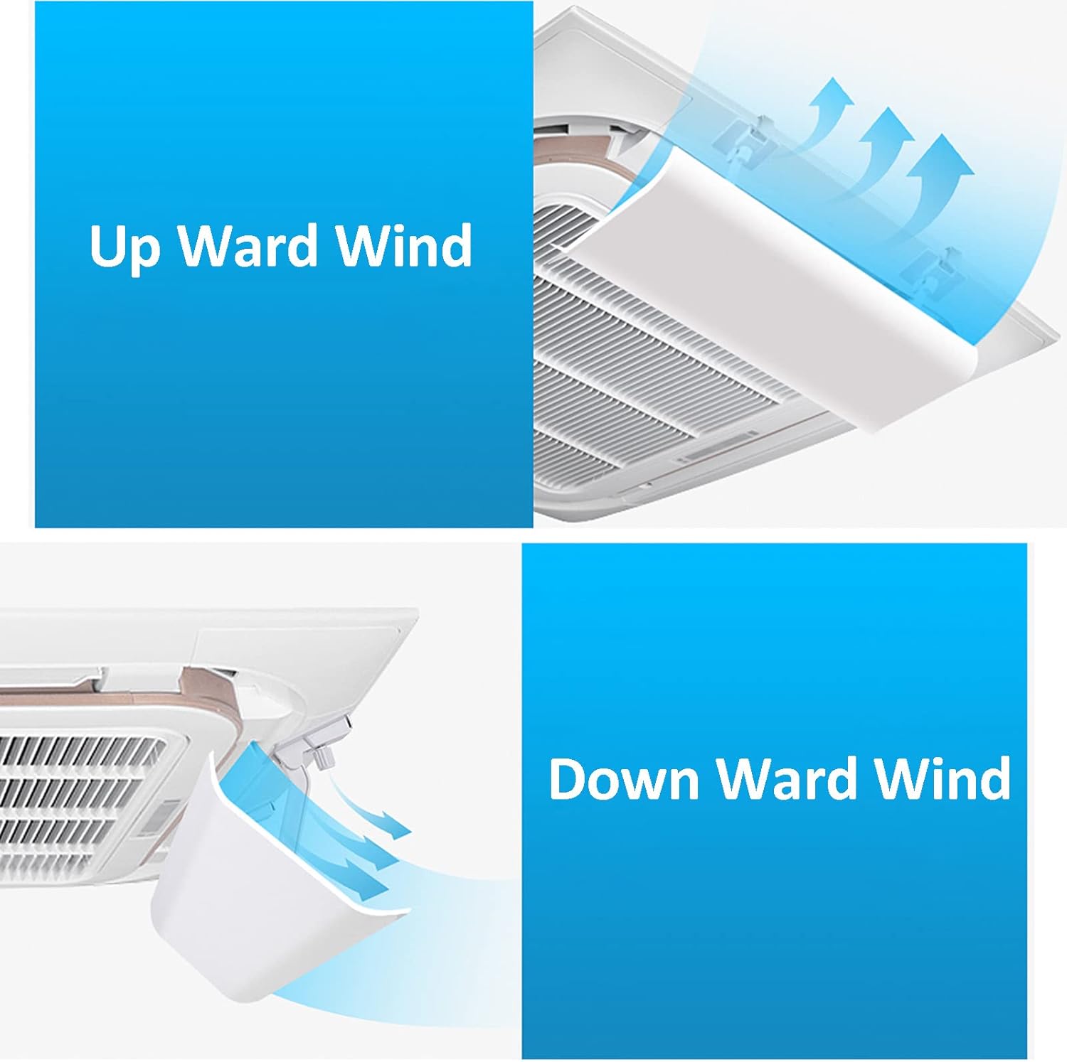 Ceiling Air Vent Deflector, Air Conditioner Deflector for Central Air Conditioning, ABS Angle Adjustable Wind Baffle, Deflector Helps Cooling/Heating Air Circulation