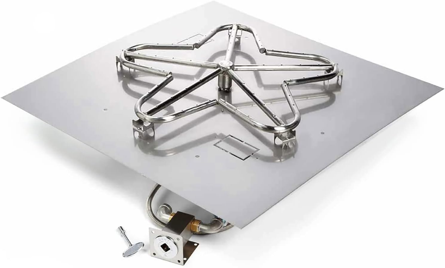 HPC Fire Match Light Gas Fire Pit Kit (TOR-MLFPK30SQ-FLEX-LP-ST), 30x30 Pan, 18