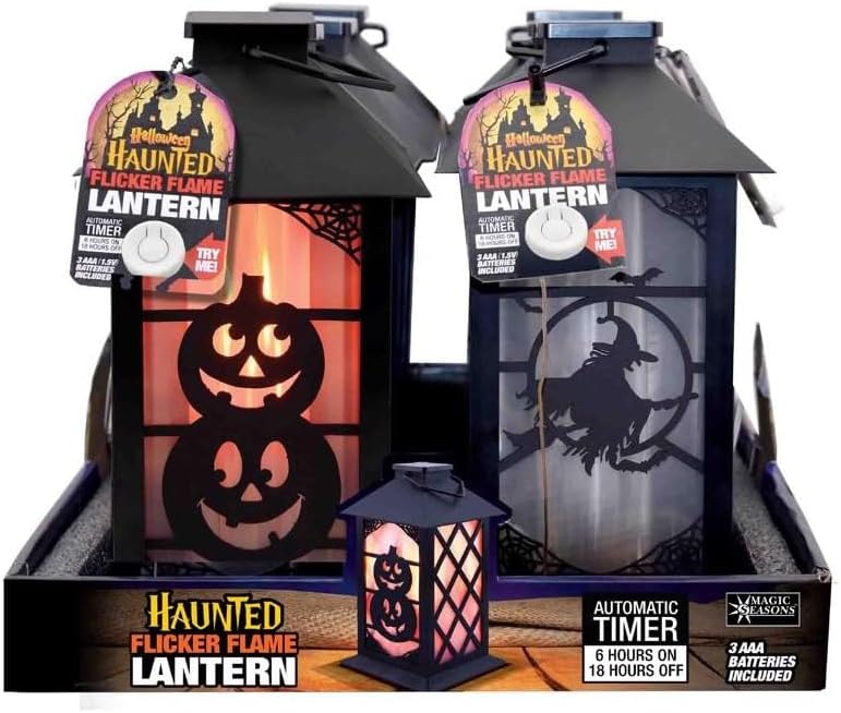 702058 Haunted Flicker Flame Halloween Lantern, 8 Inch (Pack of 6)