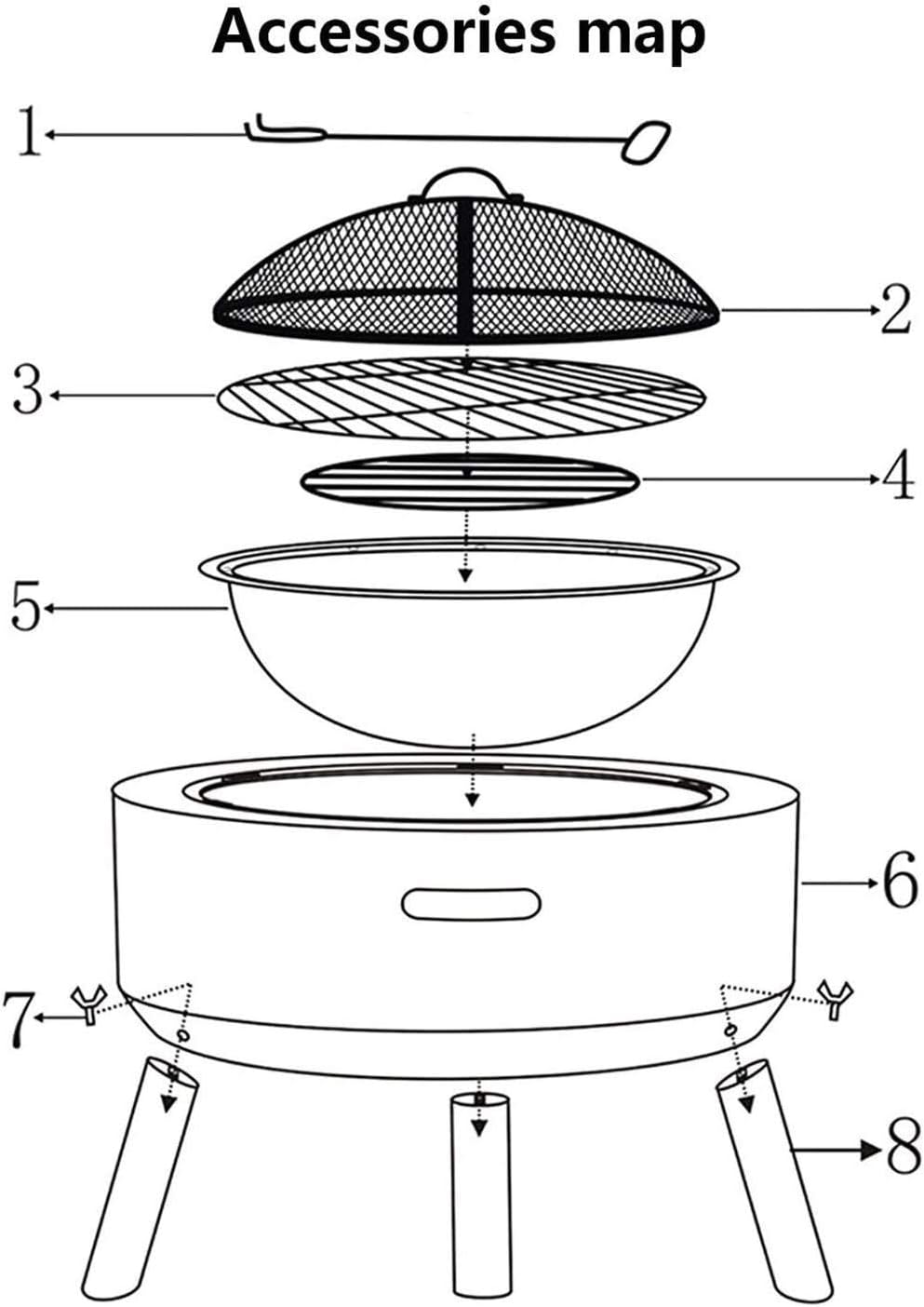 Fire Pits Outdoor Wood Burning Outdoor Fire Pits Fire Bowl, Magnesia Barbecue Grill, Used for Outdoor Garden Fire Pit Heating/Barbecuing, Garden Terrace with Cover BBQ Cooking for Outsi