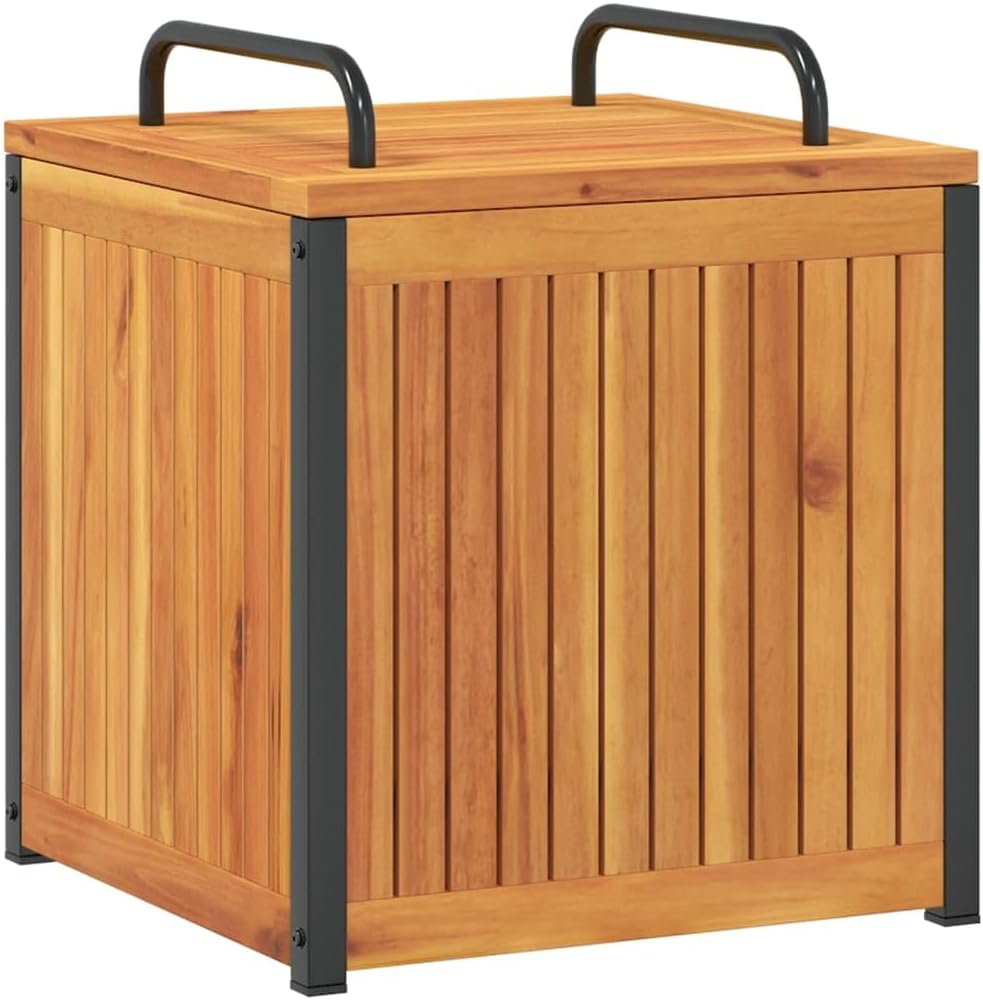 vidaXL Cushion Box Brown Solid Acacia wood, powder-coated steel