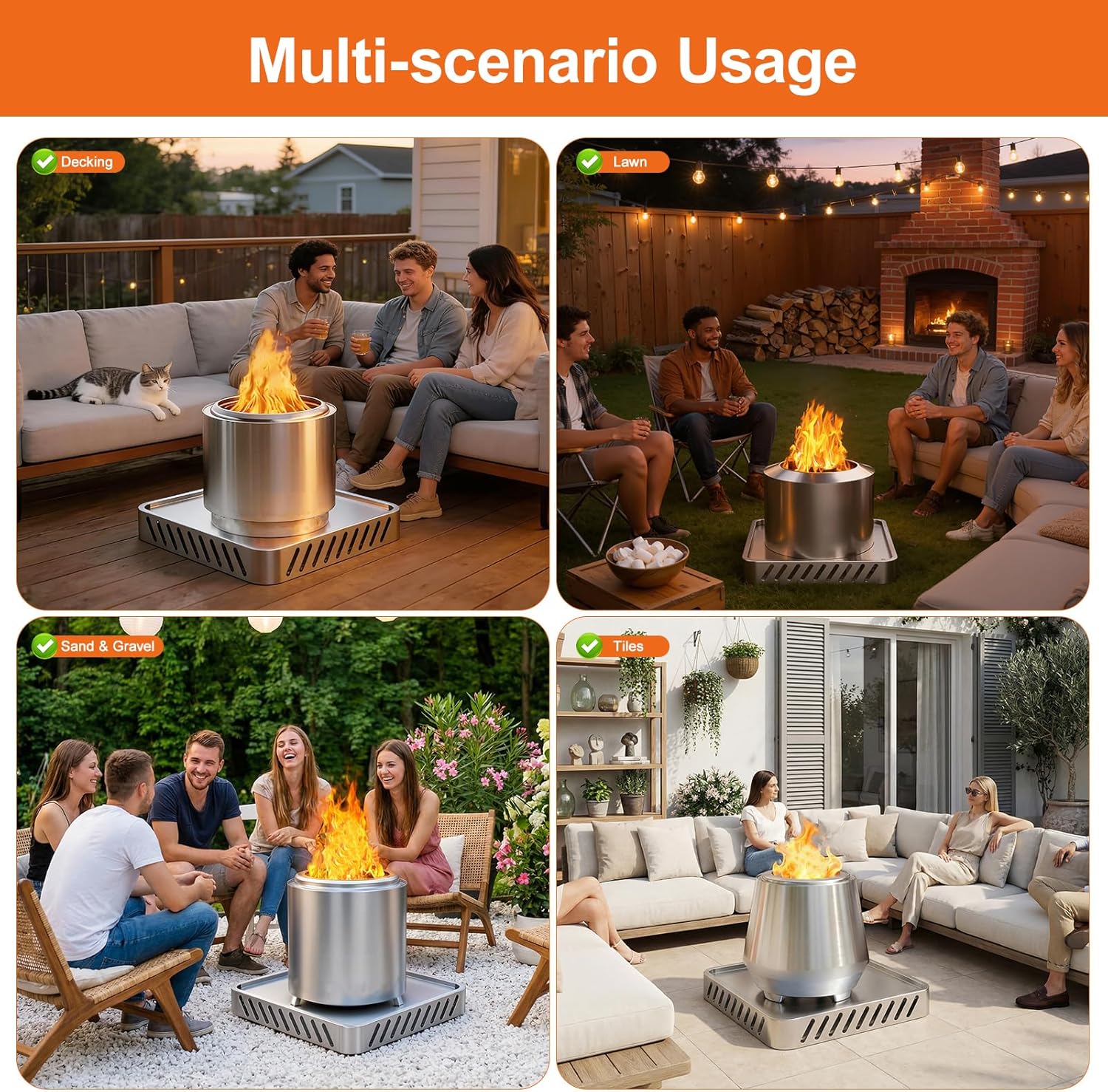 Compatible for Breeo Fire Pit X24 (25.6 Inch) - Fire Pit Base for Lawn & Deck Protection,Stainless Steel Metal Base,Heat Protection & Airflow,Fire Pit mat,Accessory for Outside & Indoor,for Solo Stove