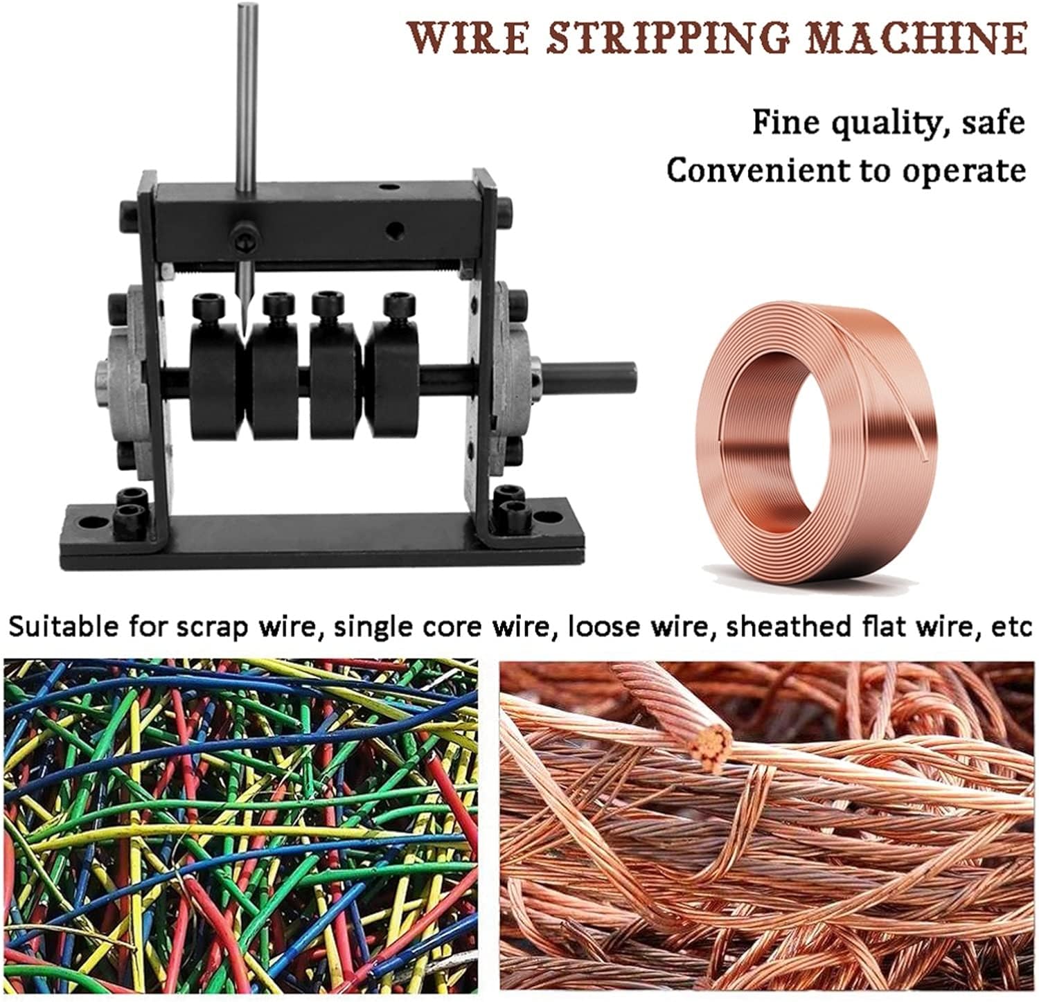 Portable Manual Wire Stripping Machine Scrap Cable Peeling Machines Stripper for 1~30mm Utility Hand Tool Connect Electric Drill with Efficiency(1500W with control)