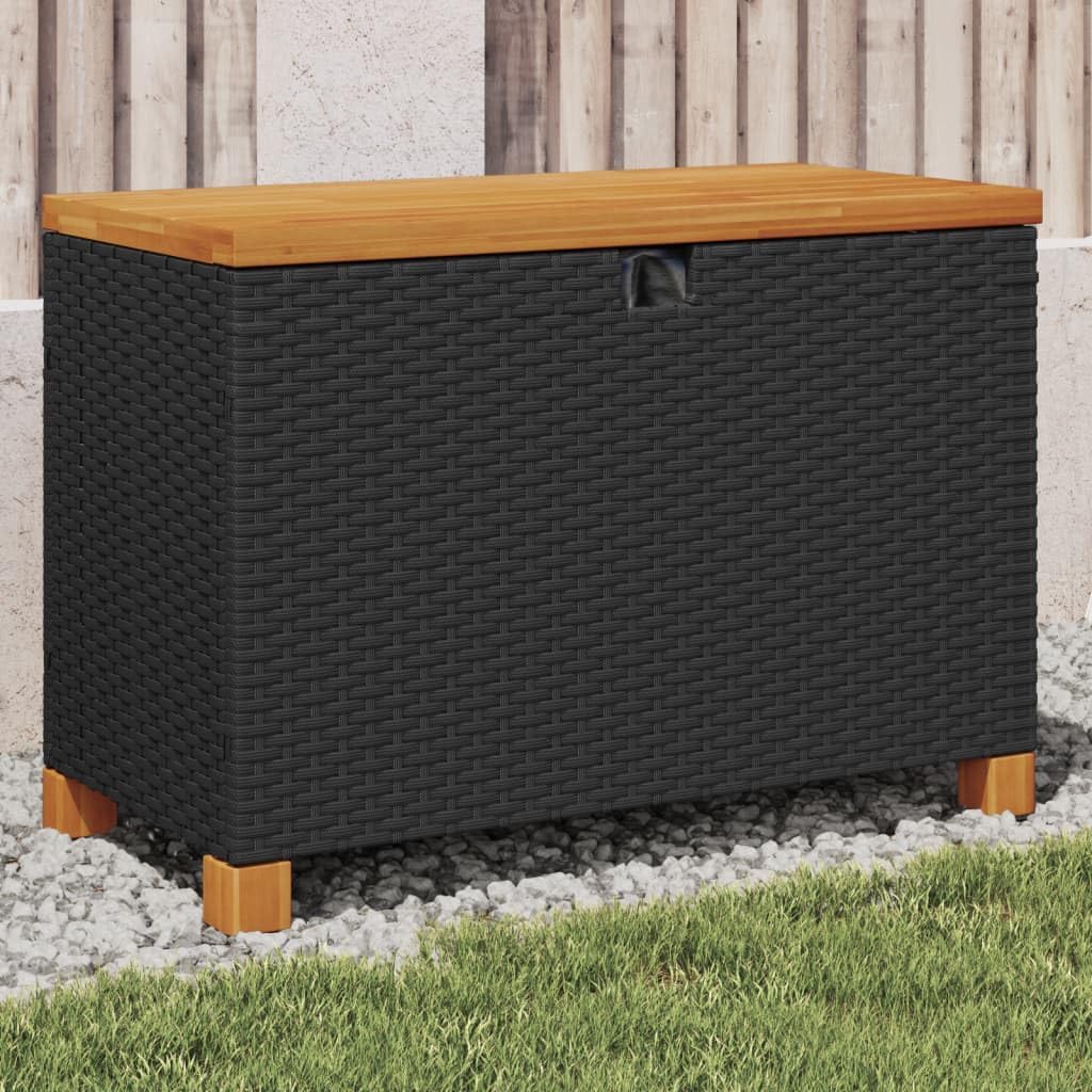 Patio Garden Storage Box, Outdoor Storage Box Deck Box, Entryway Storage Box with Seat for Patio Garden Balcony Yard, Black 31.5