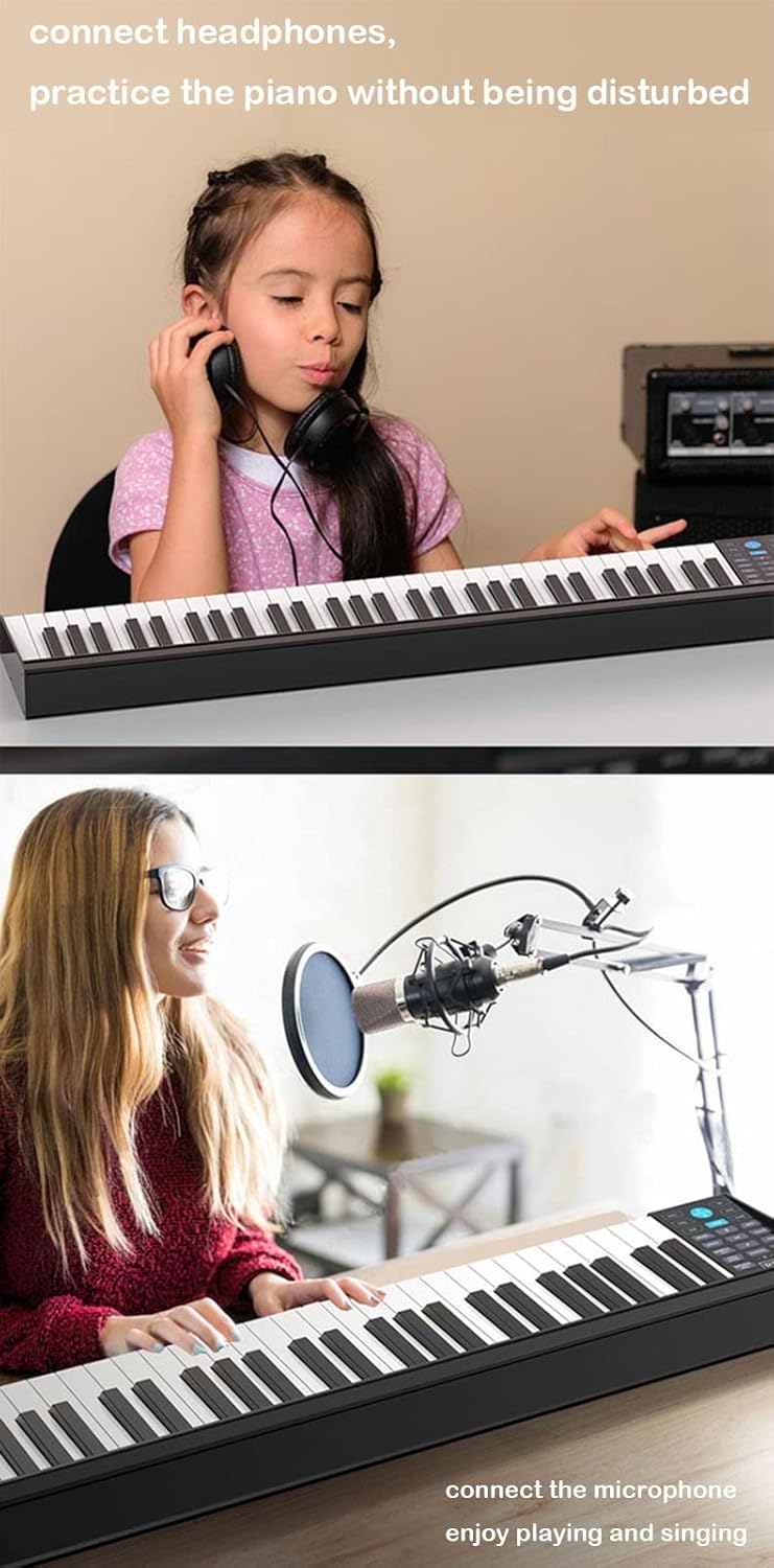 Electronic Keyboard 61-Key Digital Keyboard Full-size Weighted Keys MIDI Built In Speakers Electric Piano Digital Piano With Sustain Pedal And Power Supply Best For Adults Children And Beginners