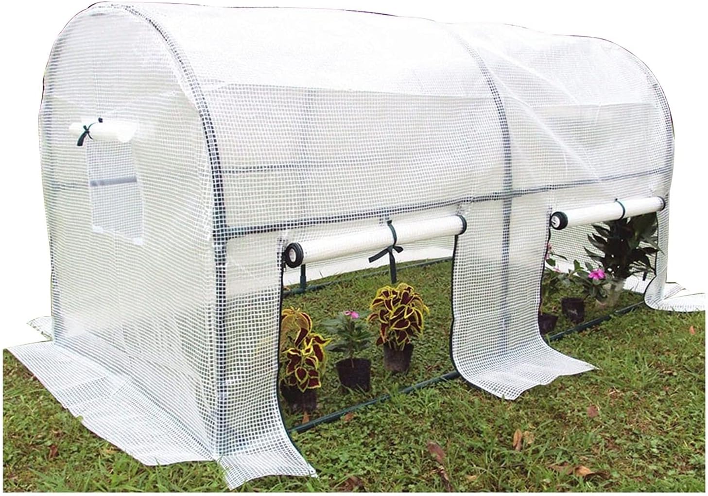 Garden Plant Greenhouse Tent Plant Cover, Reinforced PE Plastic Cover, Heavy Steel Frame, Plant Shed with Rolling Door, 100x100x115 cm (Color : White)