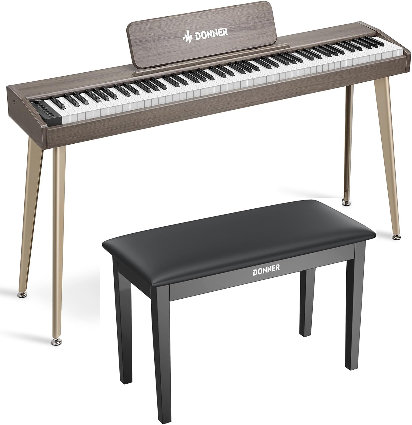 Donner OURA DDP-60 88 Key Digital Piano Keyboard+Donner Duet Piano Bench with Storage