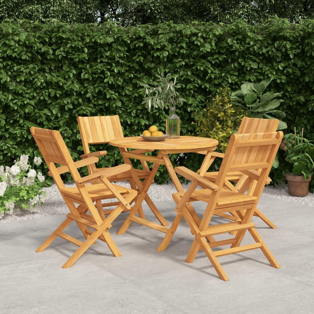 5 Piece Patio Dining Set Solid Wood Teak Garden Furniture