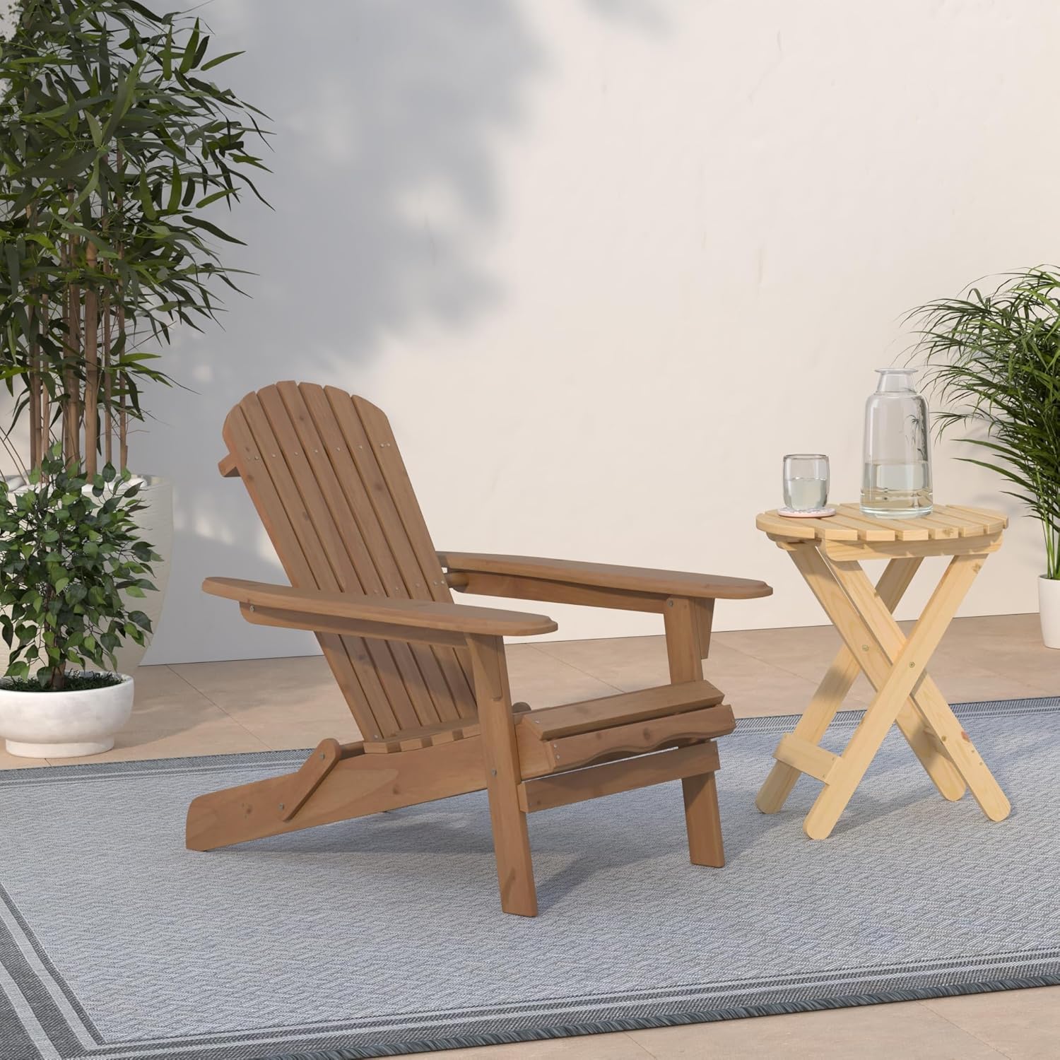 Adirondack Chair Patio Chairs Lawn Chair Folding Adirondack Chair Outdoor Chairs Patio Seating Fire Pit Chairs Wood Chairs for Adults Yard Garden w/Natural Finish