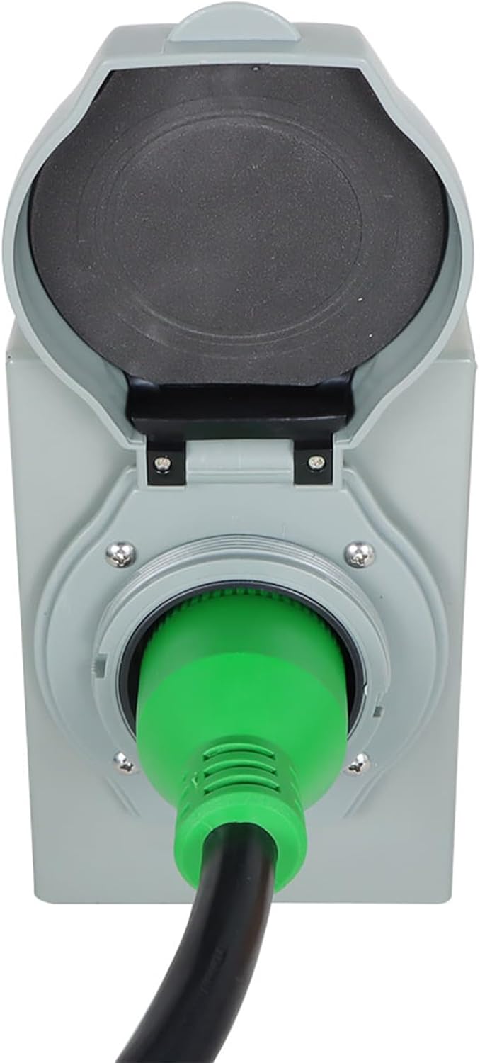 labwork 30A 50FT Generator Extension Cable Green Connector Black Wire Power Input Box L14-30P to L14-30R