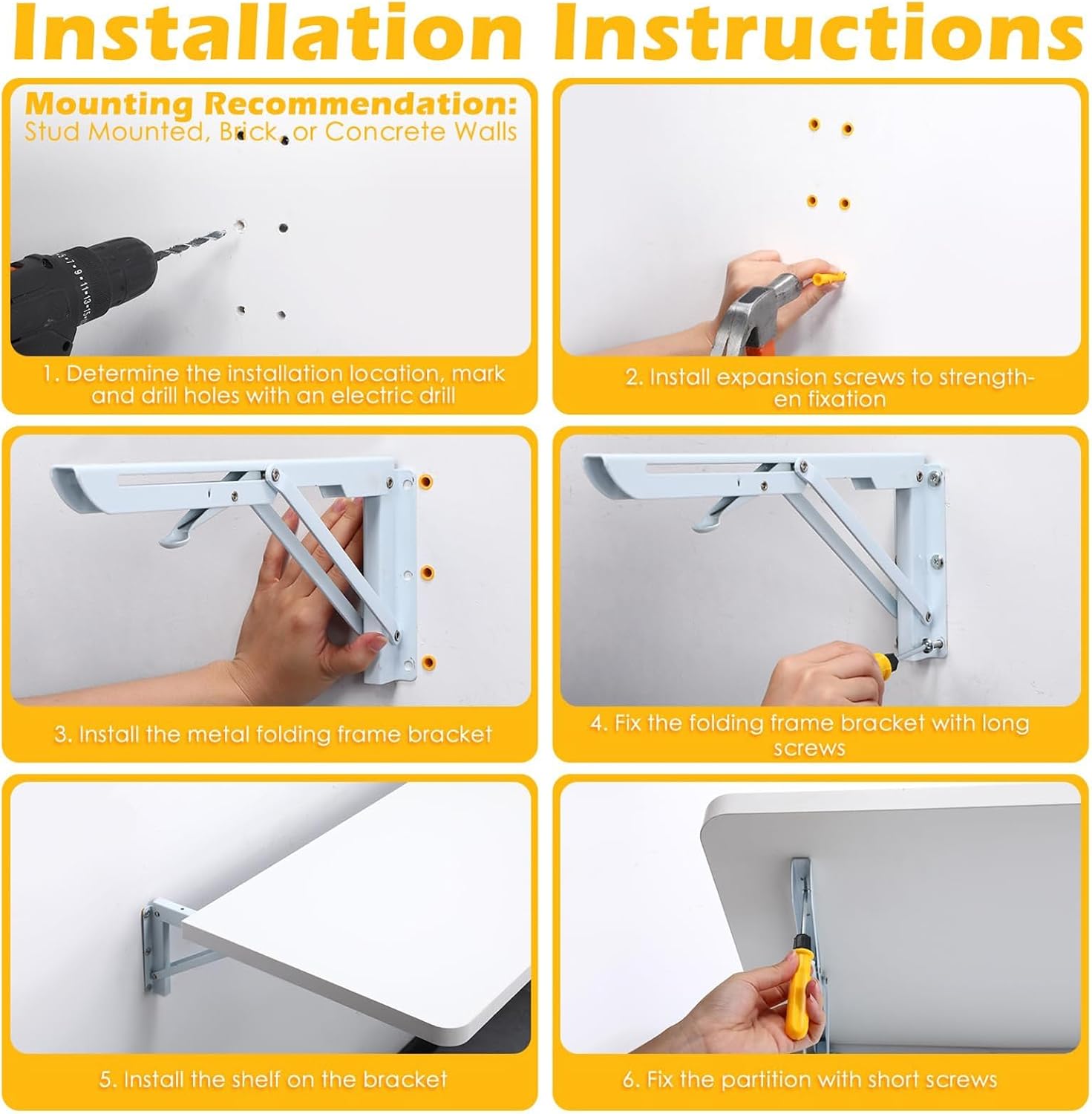 Wall-Mounted Floating Desk - Foldable Workbench & Dining Table for Kitchens Sewing Stations Handicraft Production - Space-Saving White Desk (80x50cm)