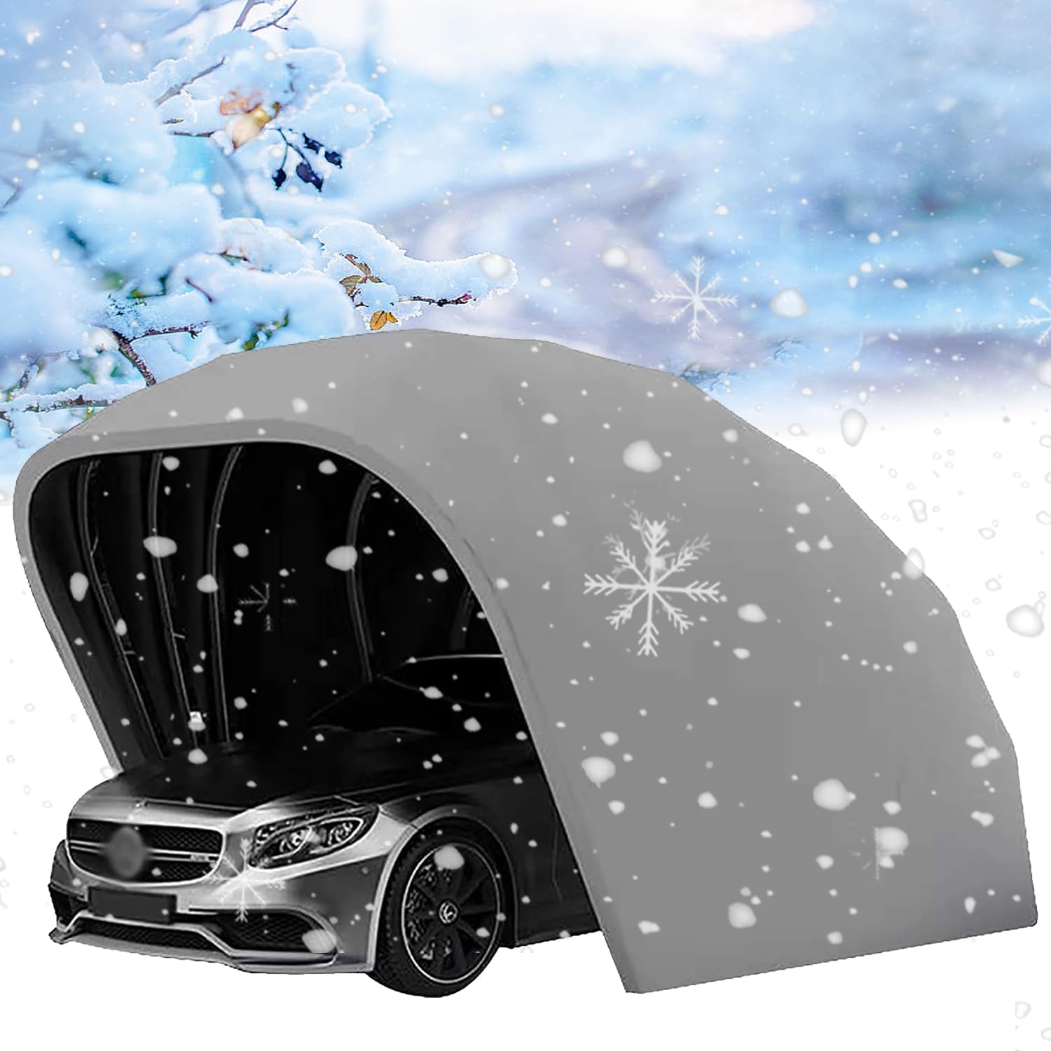 Outdoor Carport Large Canopy Storage Shed, Fully Automatic Garage Portable Party Tent, Foldable All Weather Car Awning, Stainless Steel Rainproof Garage Carport, Car Shelter Cover,6.4*2.8*2.65M/21*9*8