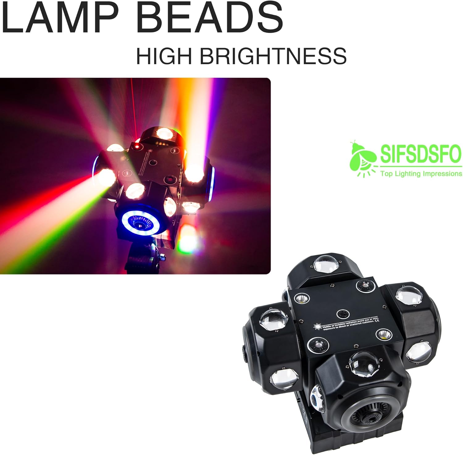 4Head Moving Disco Lights W/ 16Light Strips RGBW LED Rotating Beam Stage Spotlight Event Lighting W/DMX & Sound Control, for DJ KTV Disco Party Wedding Concert Halloween Christmas Festivals