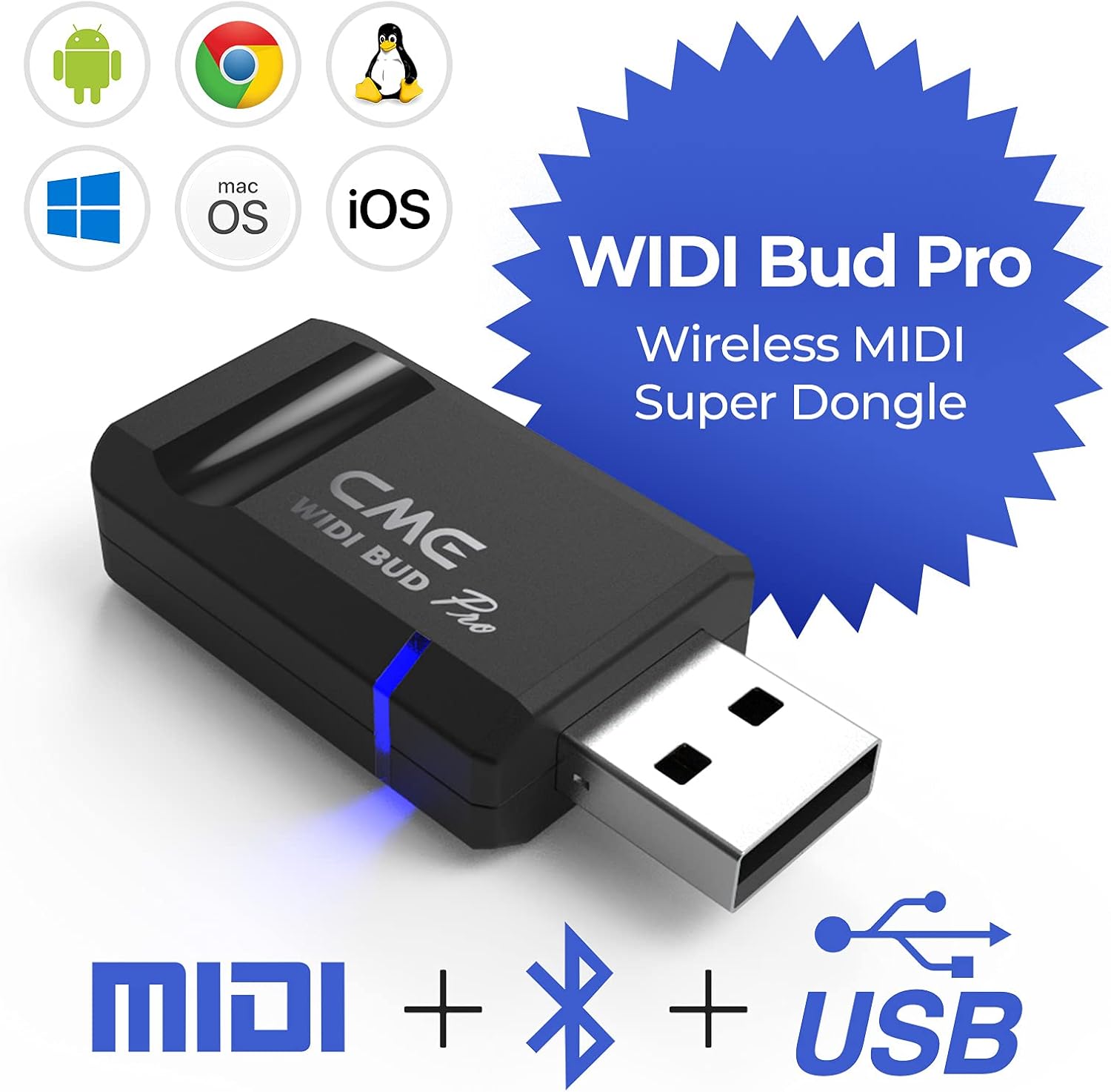 CME WIDI Thru6 BT + WIDI Bud Pro - Advanced Bluetooth MIDI Interface Kit for Computer, Laptop, Mobile Device + Hybrid MIDI Thru with Wired and Wireless Connectivity