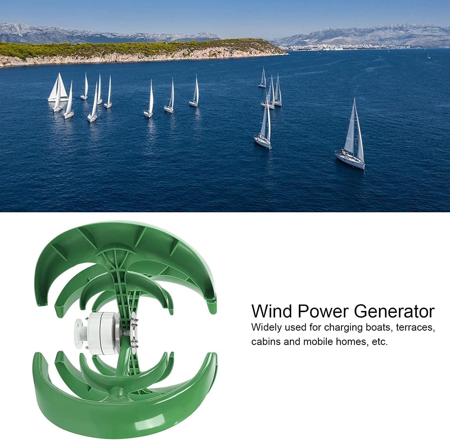 3000 Generator Kit 5 Blades Portable Vertical Axis Wind Generator with Charge Controller, Natural Power System
