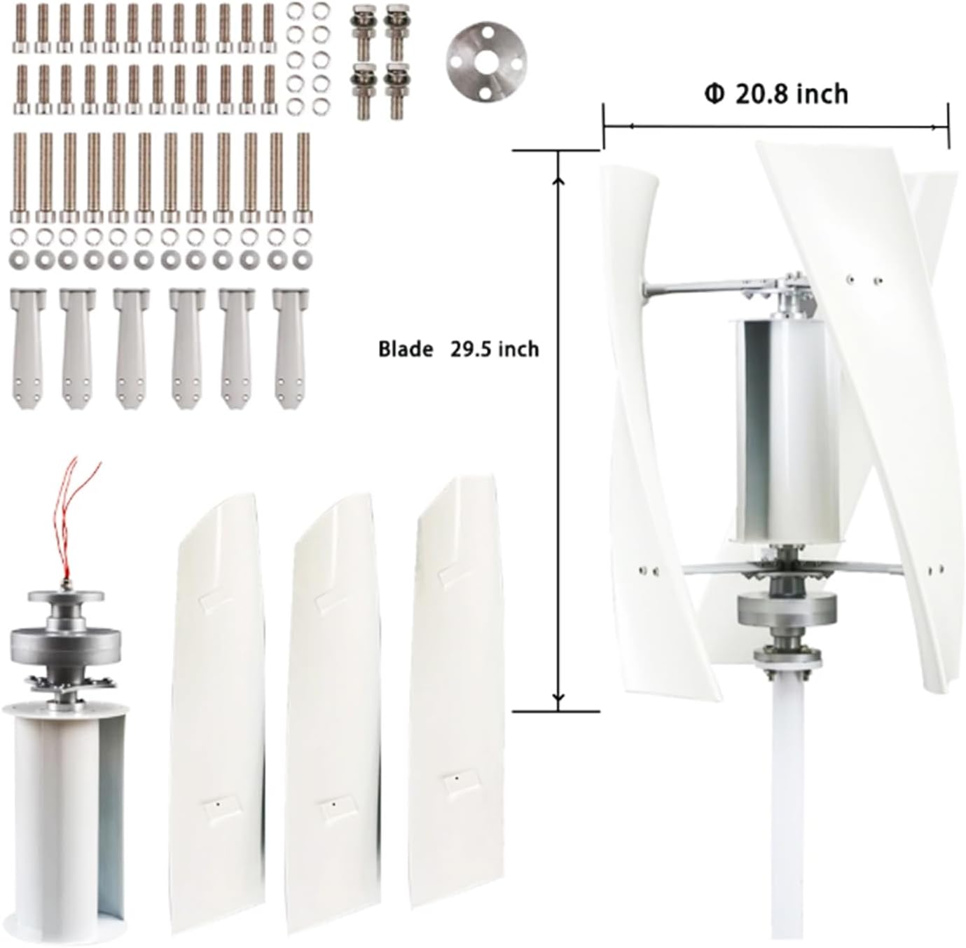 3000W No Noise Wind Turbine Generator Kit,12V 24V 48V 3 Blade W/Controller Magnetic Levitation Wind Turbine for Home Boats, Gazebos, Cabins