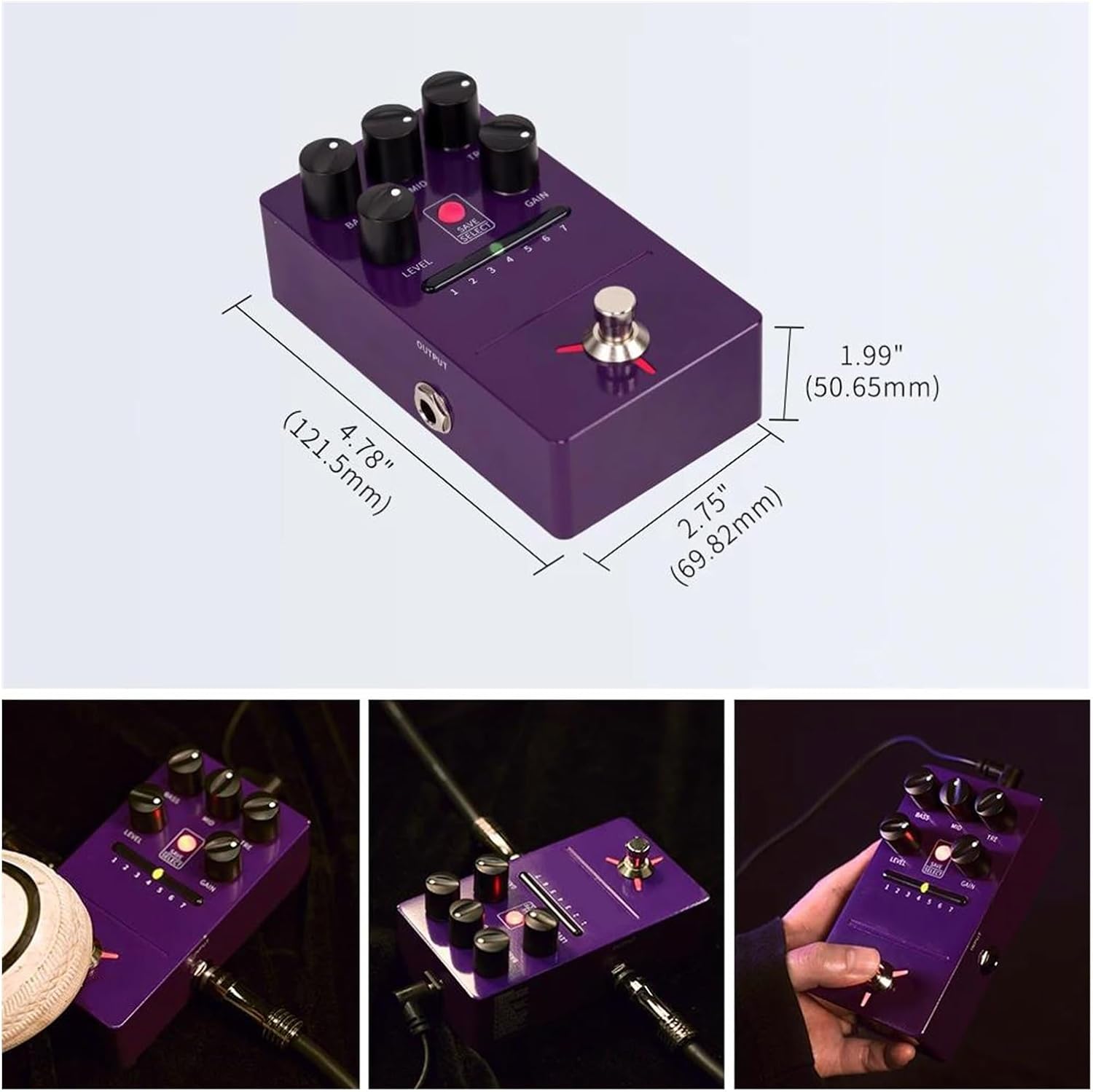 Professional Guitar Effects Pedals 7 Amplifier Pedal Digital Guitar Effects Presets Built In Cabinet Simulation(6)