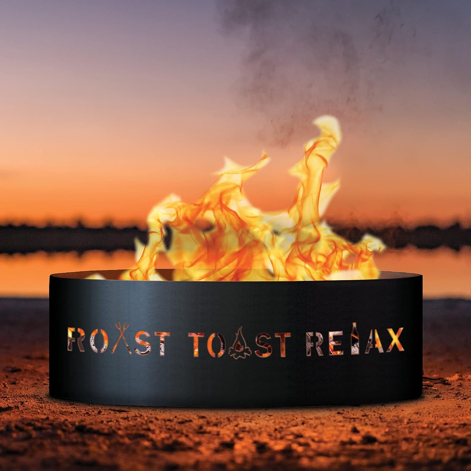 PD Metals RTR01837 Roast Toast Relax Unpainted 12 in. Tall 37 in. Diameter Outdoor Fire Ring - 37 x 37 x 12 in. - Rustic Black Color