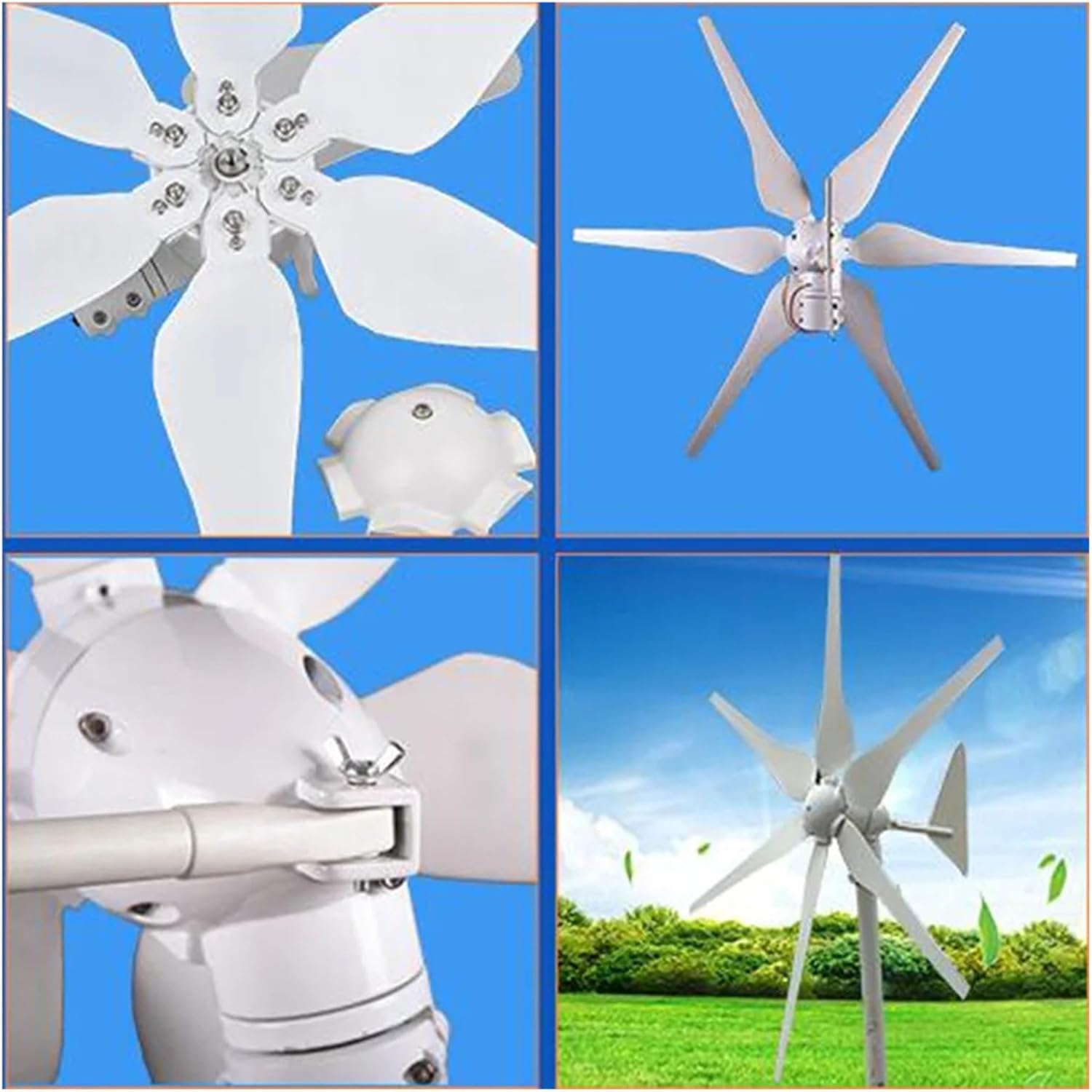 Wind Turbines, 500W Wind Turbine 12V 24V AC/DC Reinforced Blade Over Speed Protection Low Wind Speed Starting Wind Turbines(24V AC)