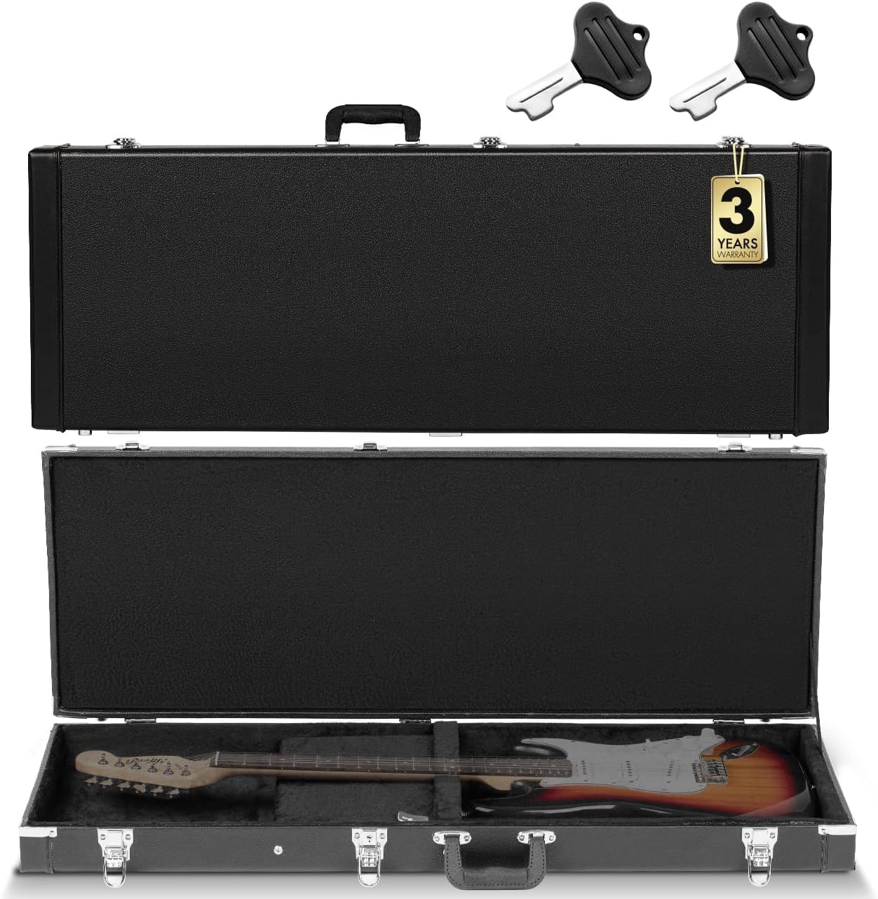 CAHAYA Electric Guitar Hard Shell Case - Portable Square Hardshell for Standard Electric Guitar - Black