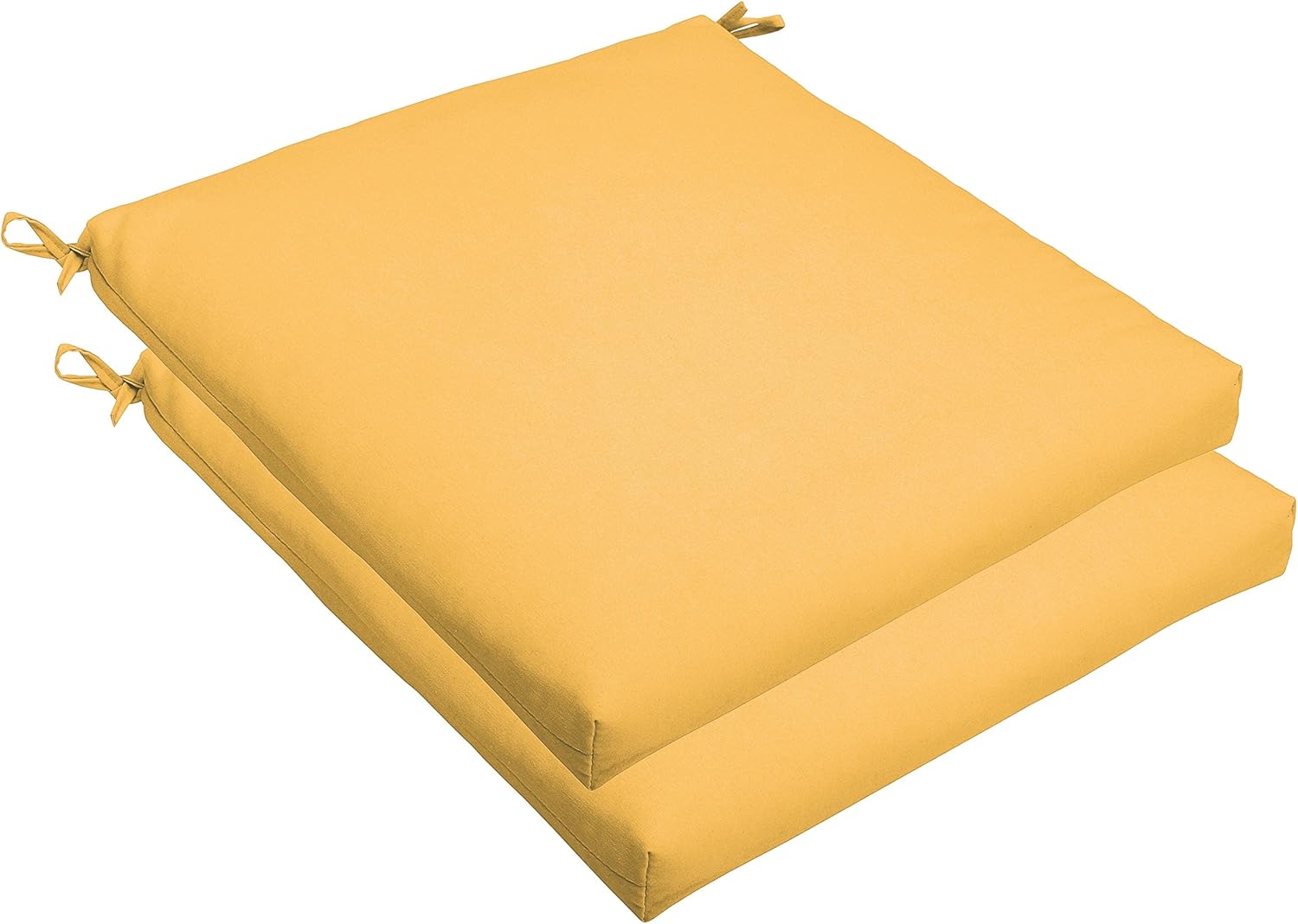 Sorra Home Sunbrella Bristol Square Chair Cushion (Set of 2) - Fade & Water Resistant, Outdoor & Indoor Patio Seat Cushion with Plush Foam - Canvas Sunflower (19