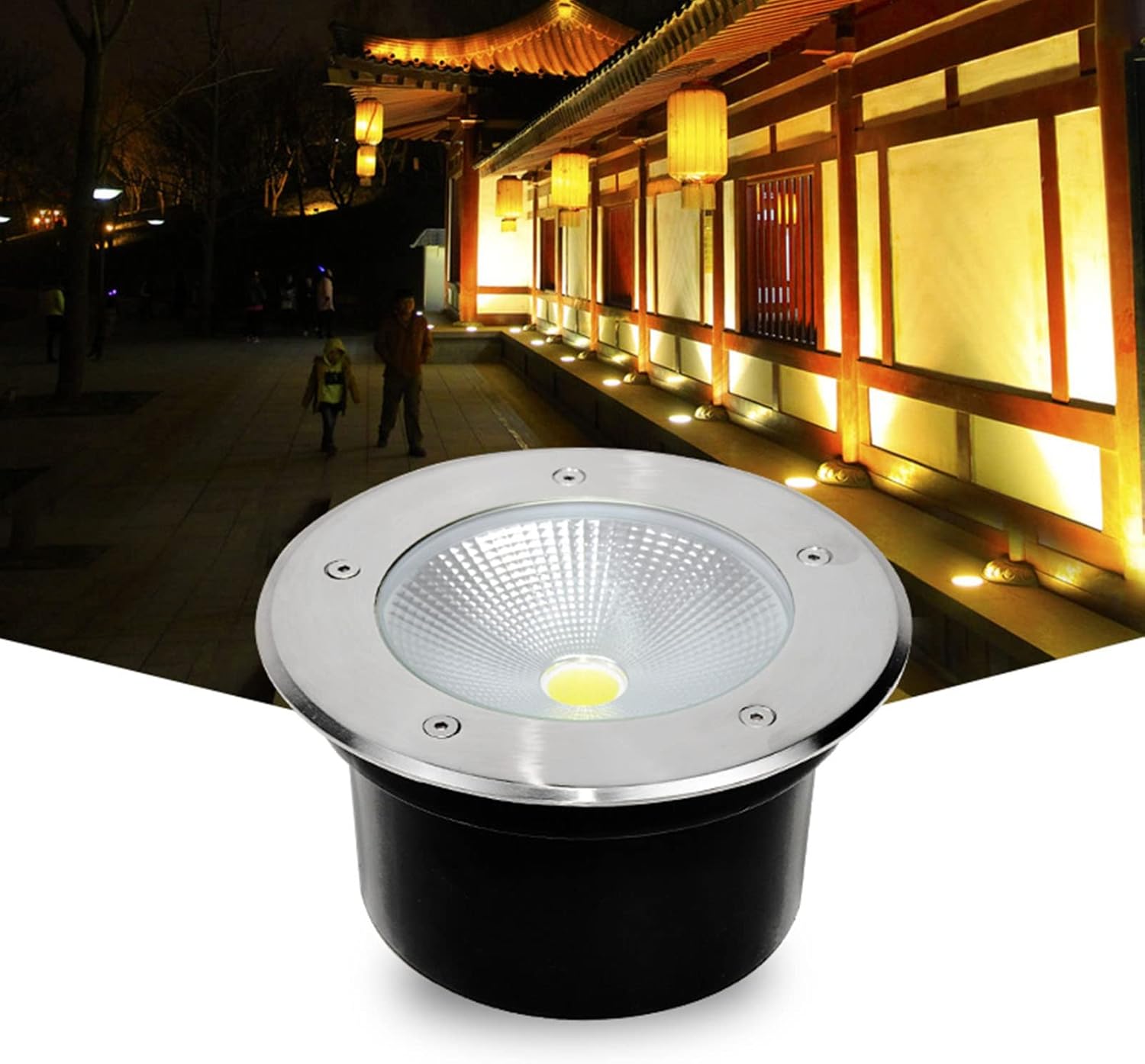 Garden Underground Light Led Embedded Ground Lamp COB Flood Light IP65 Round Wall Washer for Outdoor Plaza Driveway Step Deck Decorative Landscape Lighting