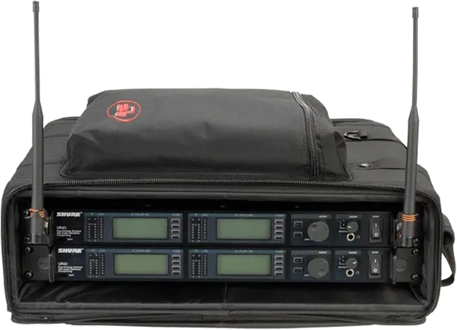 SKB Cases 2U Soft Rack Case for Wireless Microphone Systems with Steel Rails, Heavy Duty Zippers, Outer Pocket and Shoulder Straps, Black