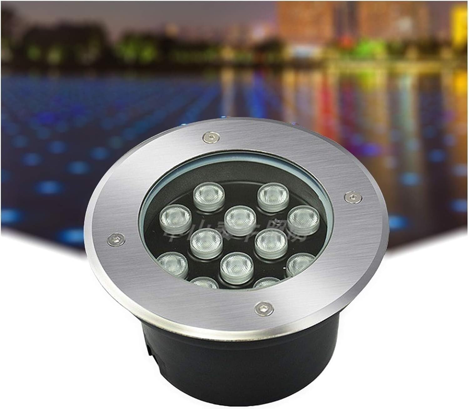 Outdoor Recessed LED Spotlight - 24V Low Voltage LED Ground Lights, Ground Landscape Lights, LED Ring Fountain Light, IP67 Waterproof Floodlight Fountain, Pool Light Up Lighting(White,48W(24V))