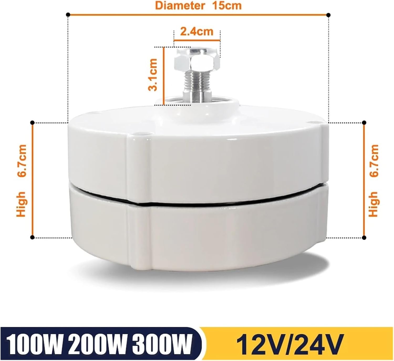 Wind Turbine Generator, 100W 200W 300W 12V/24V Low Speed Permanent Magnet Generator Household Motor DIY Horizontal Wind Turbine Generator for Marine, RV, Home(Without Base,24V_200W)