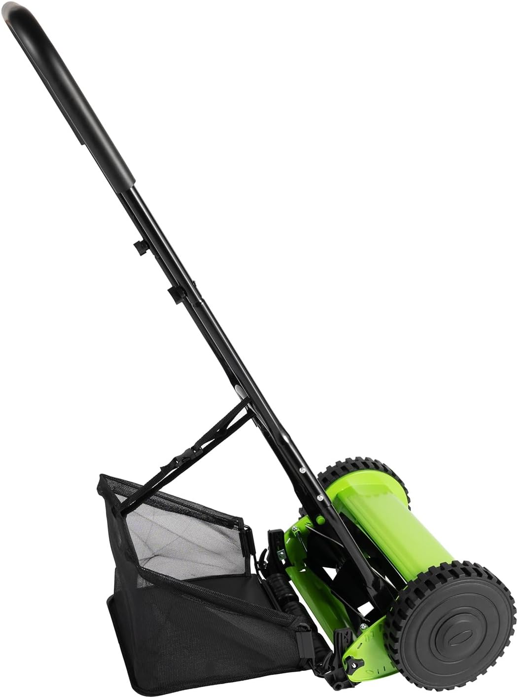 12 Inch Manual Lawn Mower Push Reel Lawn Sweeper 5-Blade with 23L Collection Bag Adjustable Height with Removable Grass Collector for Tall Grass and Overgrown Weeds in Yard