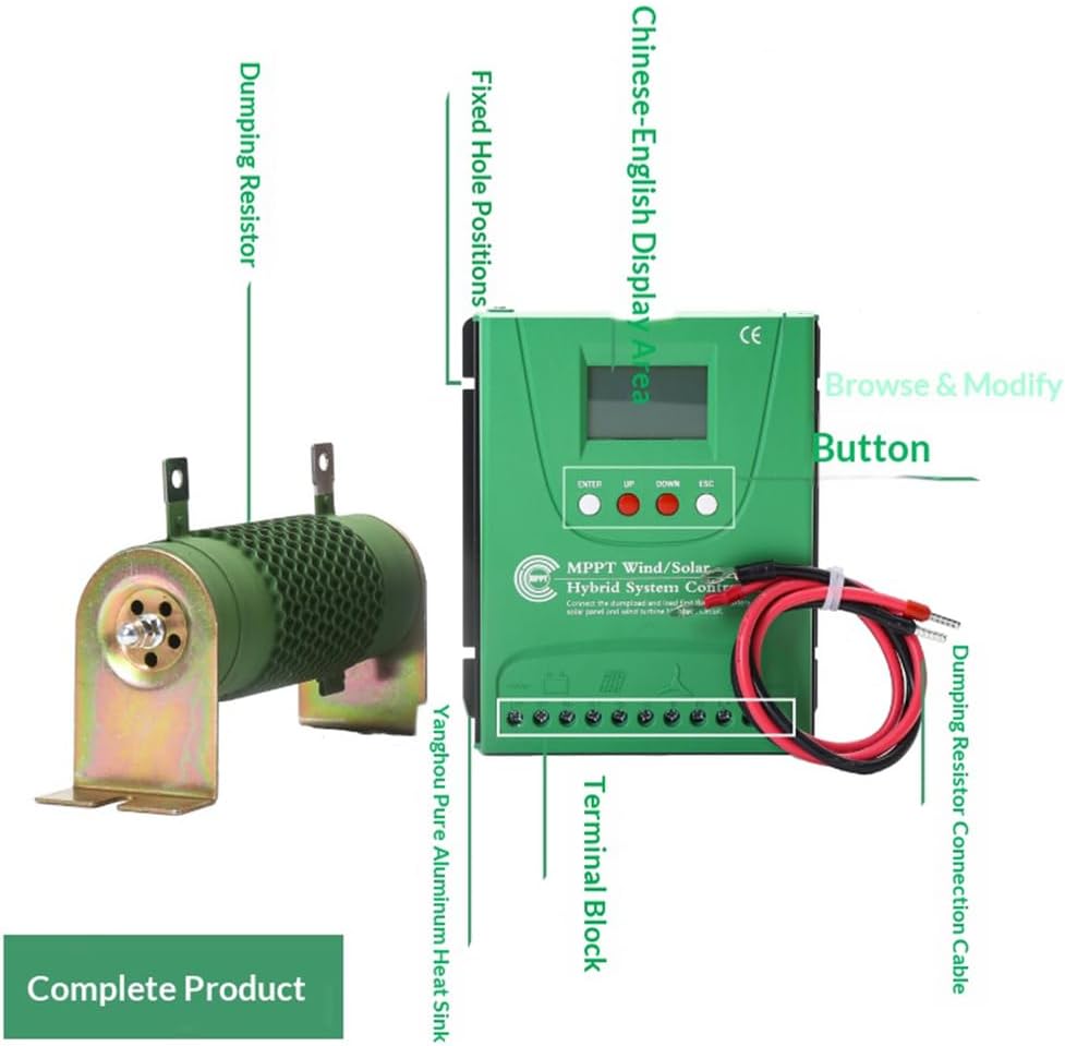 220v, 12V 24V 48V 12000W MPPT Hybrid Controller - Wind Solar Power Regulator for Wind Turbine Generator Battery Charging(Blue)