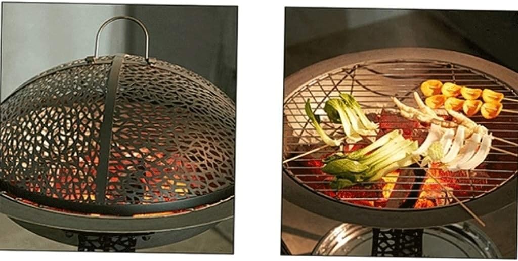 Fire pits Multifunction Fire Pit, Fire Pits Outdoor Wood Burning Steel BBQ Grill Firepit Bowl with Mesh Spark Screen Cover Log Grate Wood Fire Fire Pit