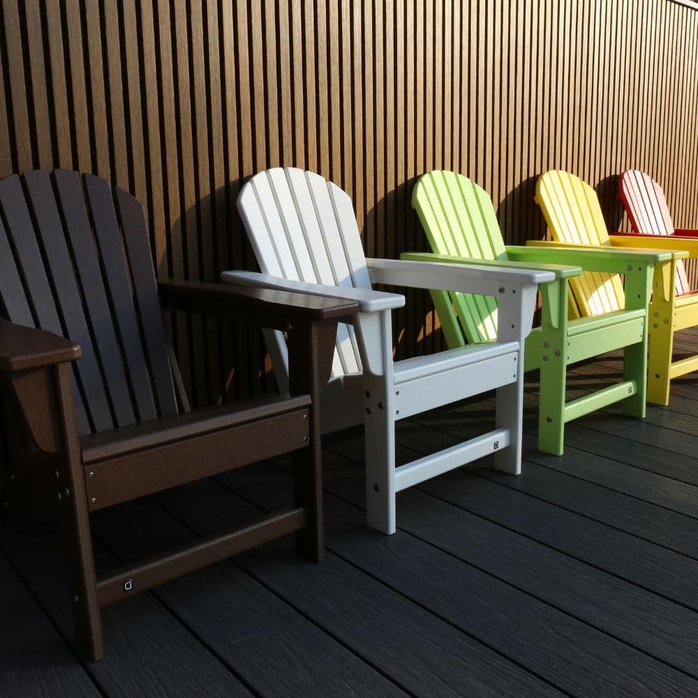 NewTechWood Child Adirondack Patio Chair Weather Resistant, Easy Installation, Widely Used in Outdoor, Fire Pit, Deck, Lawn, Outside, Garden Chairs (Ivory)