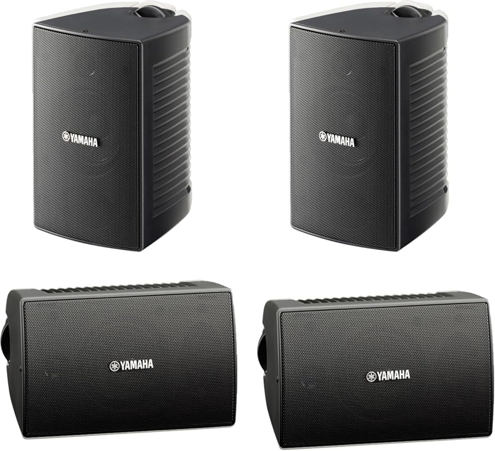YAMAHA NS-AW194BL High-Performance All-Weather Outdoor Speakers | Black | 4 Speakers Bundle