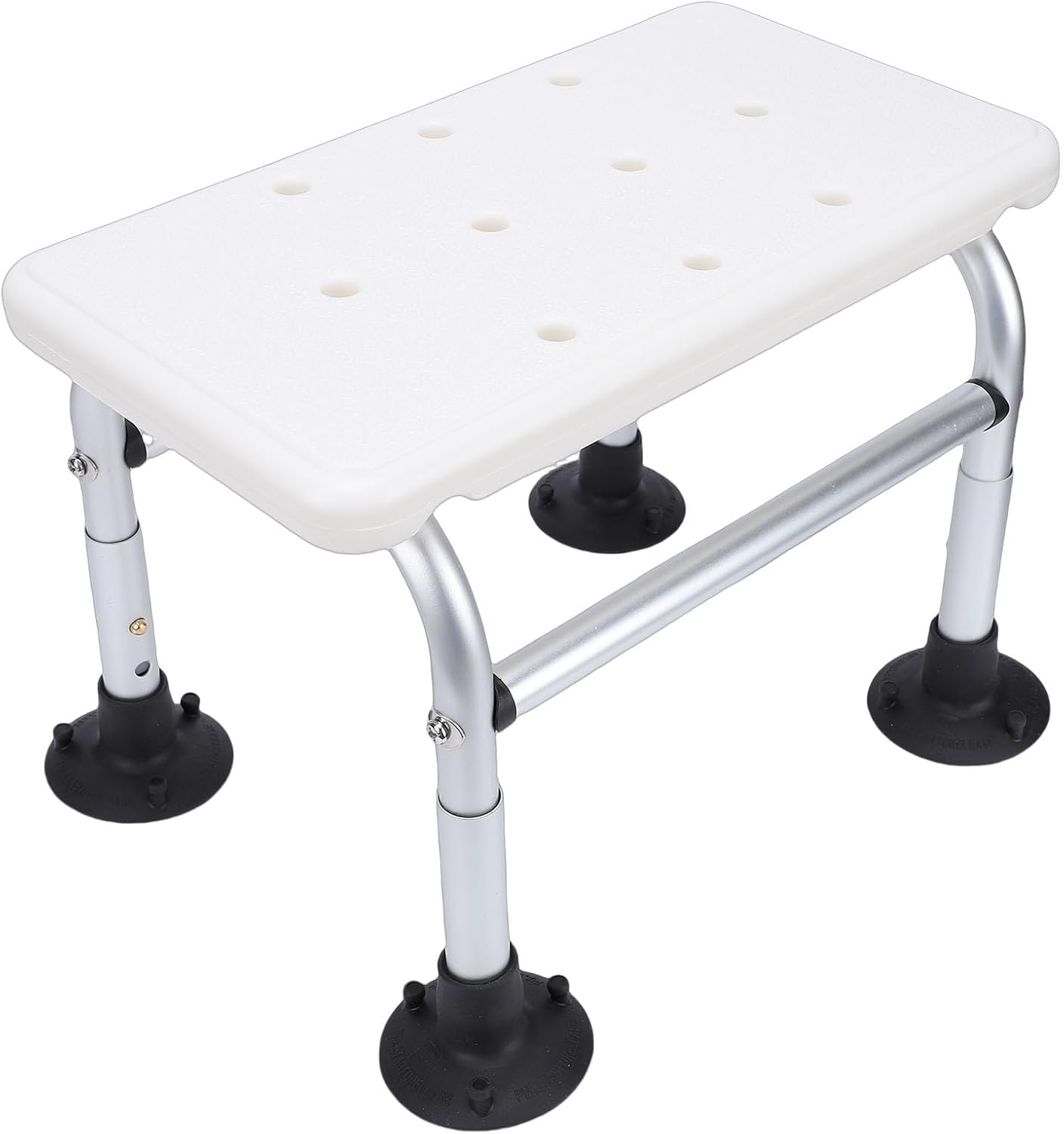 Pssopp Other Bathroom Accessories Height Design Aluminum Anti Slip Shower Bench Bathtub Stool with Drainage Holes for Elderly and Disabled Shower Chair, Adjustable Chair for