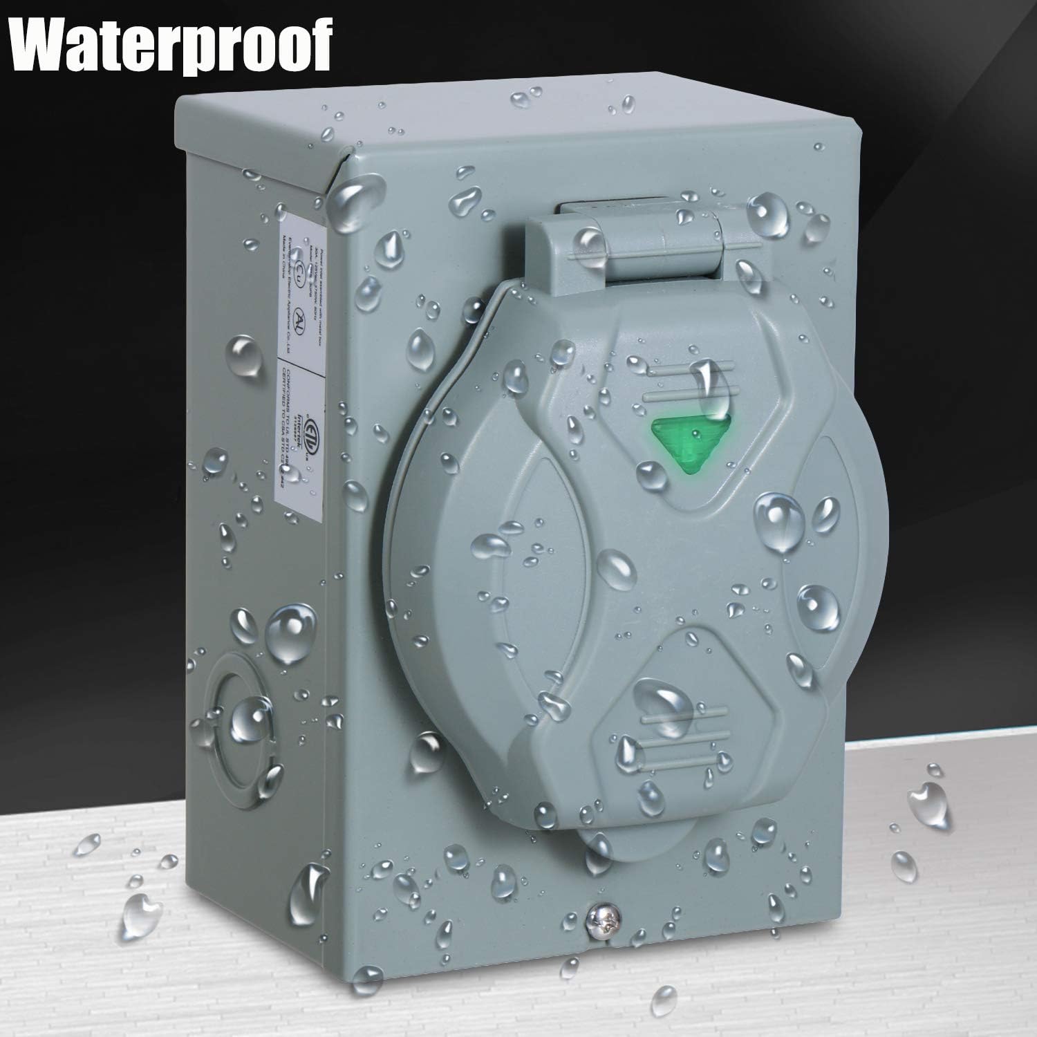 Genenic 30 Amp Generator Power Inlet Box,NEMA L5-30P,Generators Up to 3750W Running Watts,125 Volt for Outdoor Receptacle,Weatherproof,with Indicator Light,ETL Listed