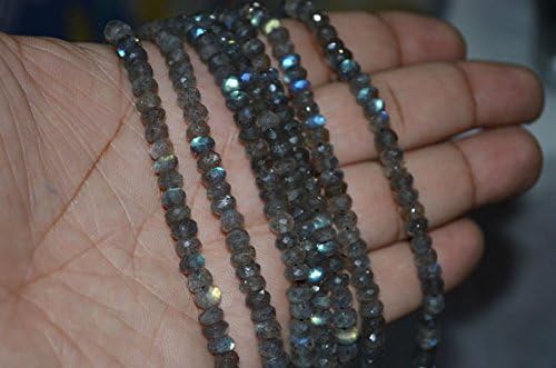 10 strands pack of labradorite rondelle micro faceted, 5mm approx.10.5 inch strand