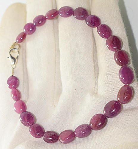 Natural Pink Sapphire Ruby 7x6-10x8 MM Smooth Plain Nuggets Shape 8 Inch Bracelate