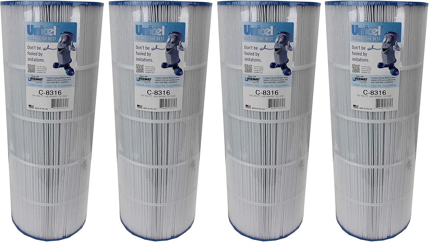 Unicel C-8316 150 Square Foot Media Replacement Pool Filter Cartridge with 215 Pleats, Compatible with Hayward Pool Products (4 Pack)