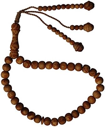 Lot of 12 - Naturally Scented 33-Bead Pine Pitch Wood Prayer Beads Rosary- 8mm Wood Tasbih Tespih