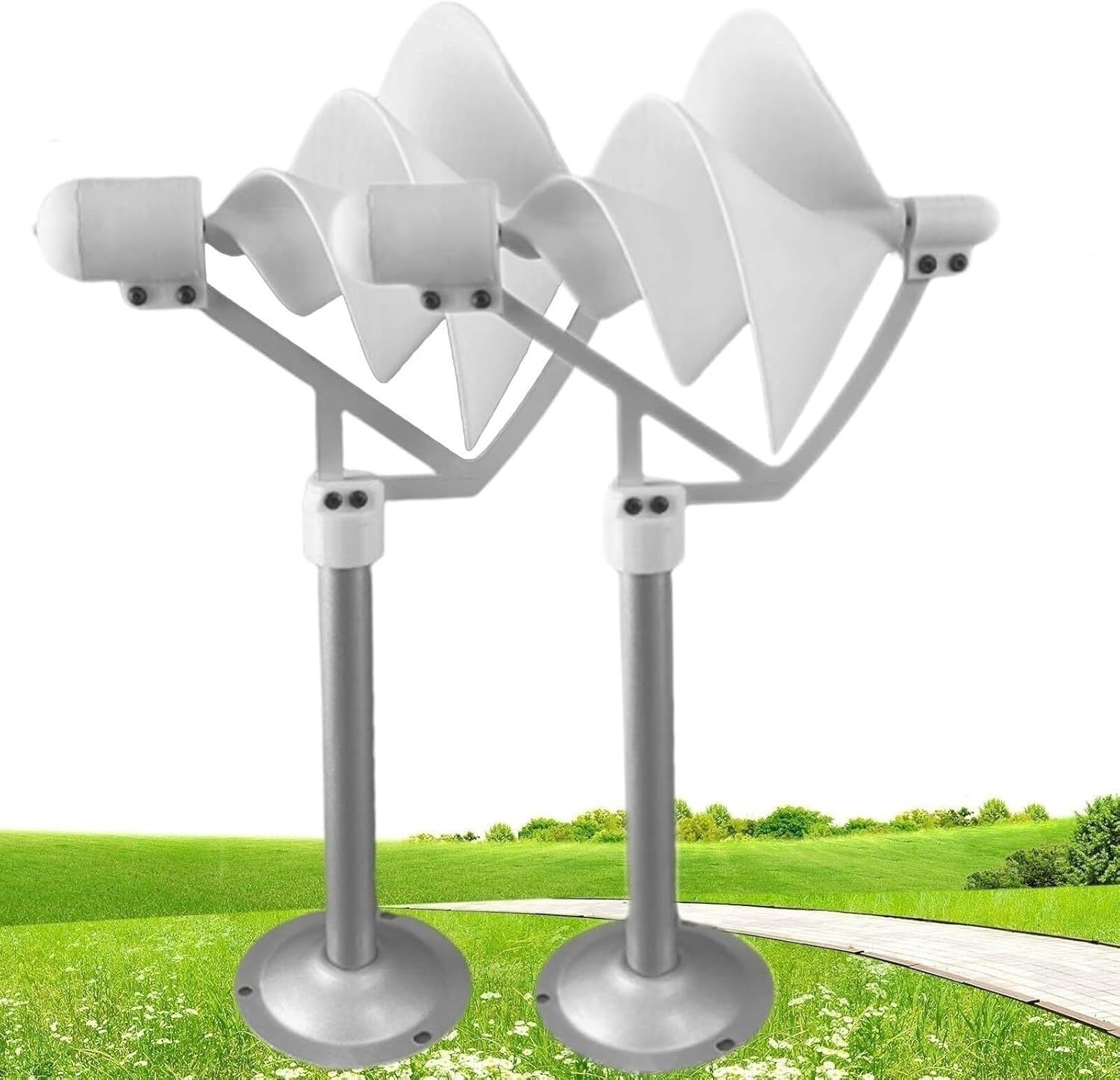 10W Micro Spiral Wind Turbine Generator With LED Light, Small Vertical Wind Turbine Model For Power Display And Educational Use(2pcs)