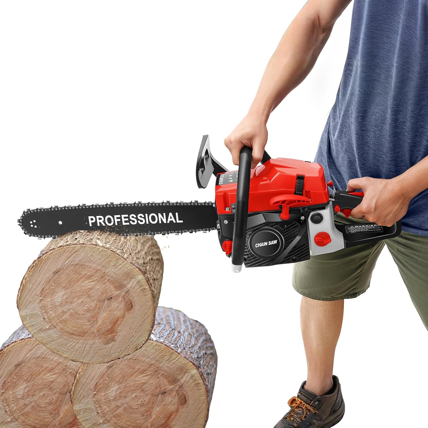 Gas Powered Chainsaw 20 inch, 58cc 3.6HP Handheld Cordless Gasoline Chain Saws, 2-Stroke Engine Petrol Chainsaw Cutting Wood Gas Sawing for Trees Wood Forest Cutting