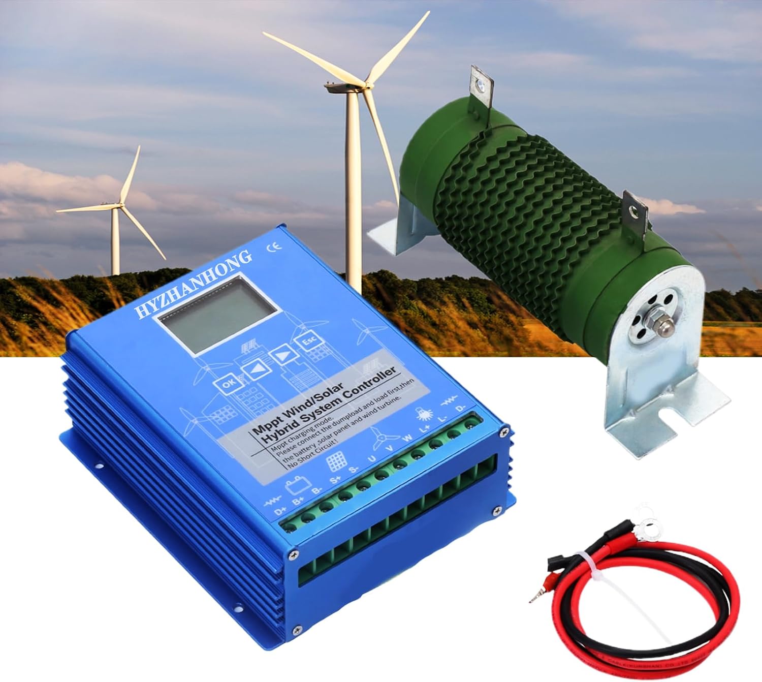 16000W Wind Solar Hybrid Charge Controller 12V/24V MPPT Boost Charge Regulator with LCD Display and Free Dump Load Accurate,12v