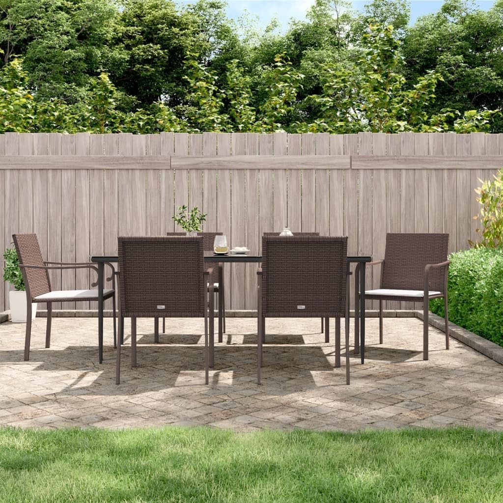 Patio Chairs with Cushions 6 pcs Brown 22