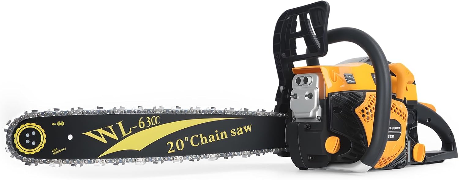 20 Inch Gas Chainsaw,58cc 2-Stroke Gas Powered Cordless Chain saw Kit for Tree Cutting & Trimming, Include Tool Bag&Fuel Bottle, Ideal for Yard Work and Cleanup,Gift for Dad (Orange 1)